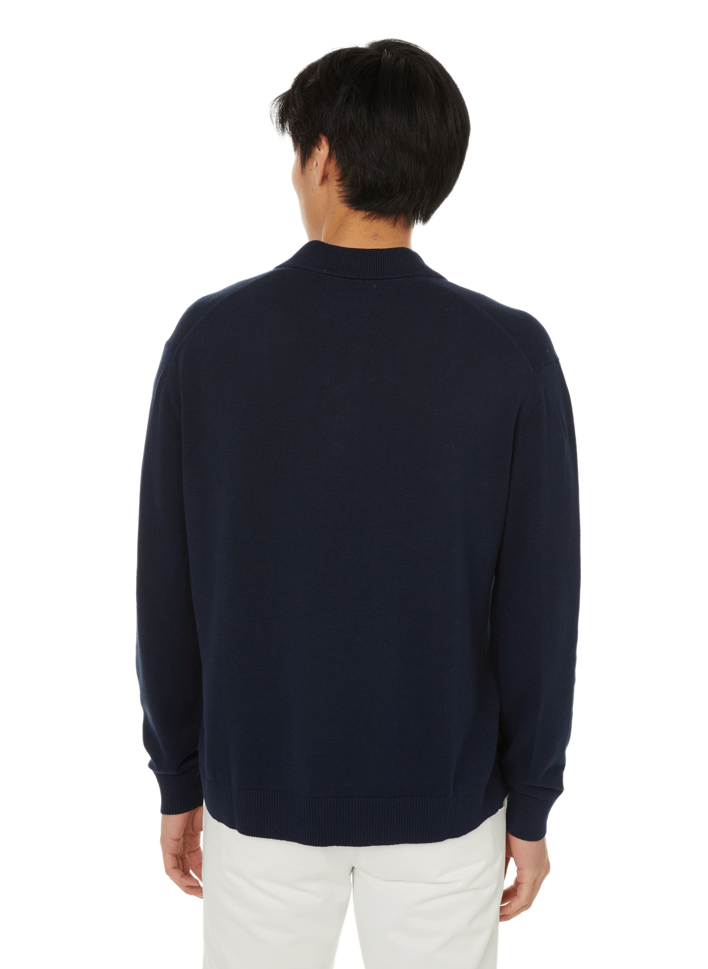 Cotton and linen knit polo shirt  Blue