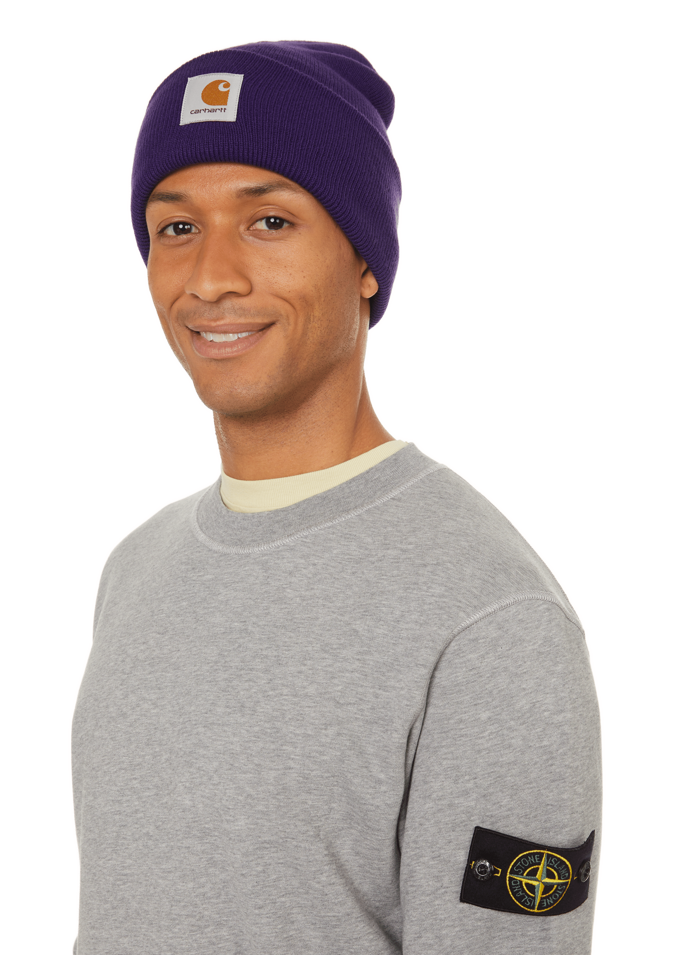 Stone Island Compass-patch cotton hoodie - Purple