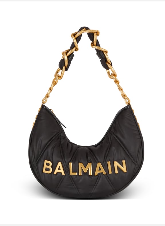 Sac 1945 soft moon en nylon matelassé à motif diamond Noir by BALMAIN BALMAIN Sac 1945 soft moon en nylon matelassé à motif diamond Noir