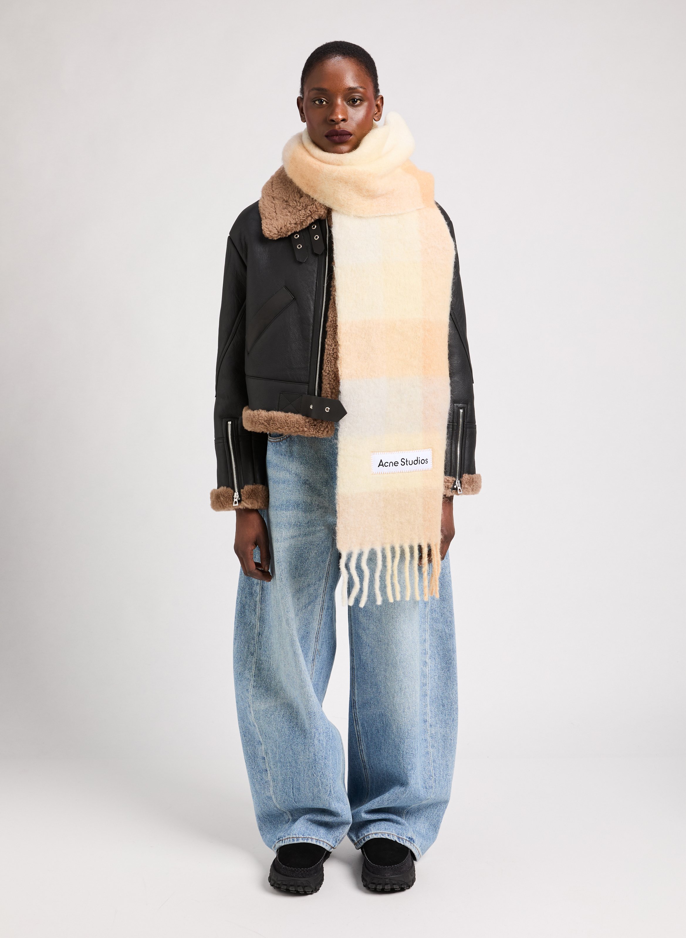 Echarpe à carreaux en laine mélangée ACNE STUDIOS Multicolore