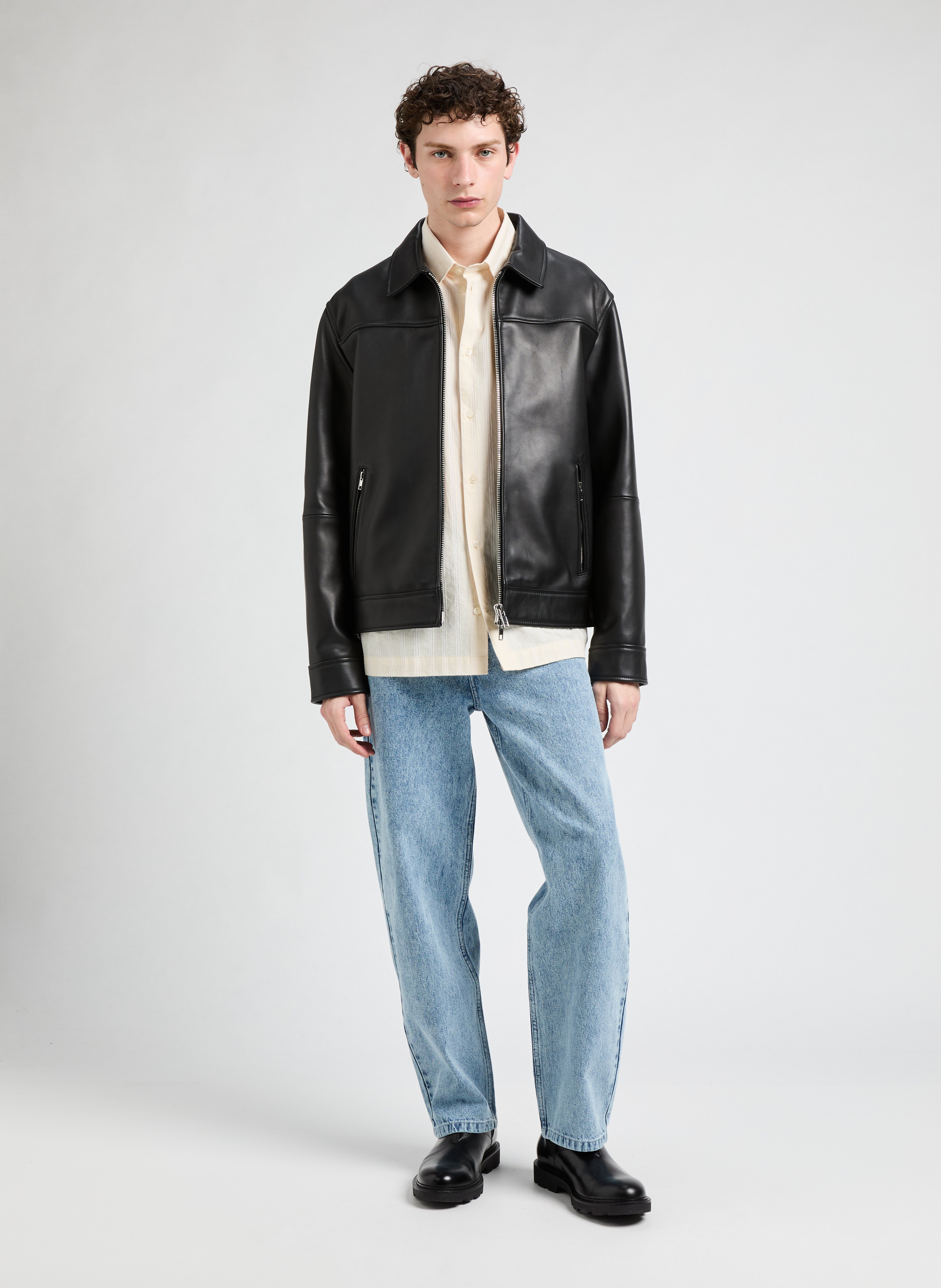 Fool leather jacket SAISON 1865 Black