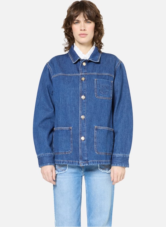 Veste droite en denim à boutons dorés - ritza Bleu by GERARD DAREL GERARD DAREL Veste droite en denim à boutons dorés - ritza Bleu