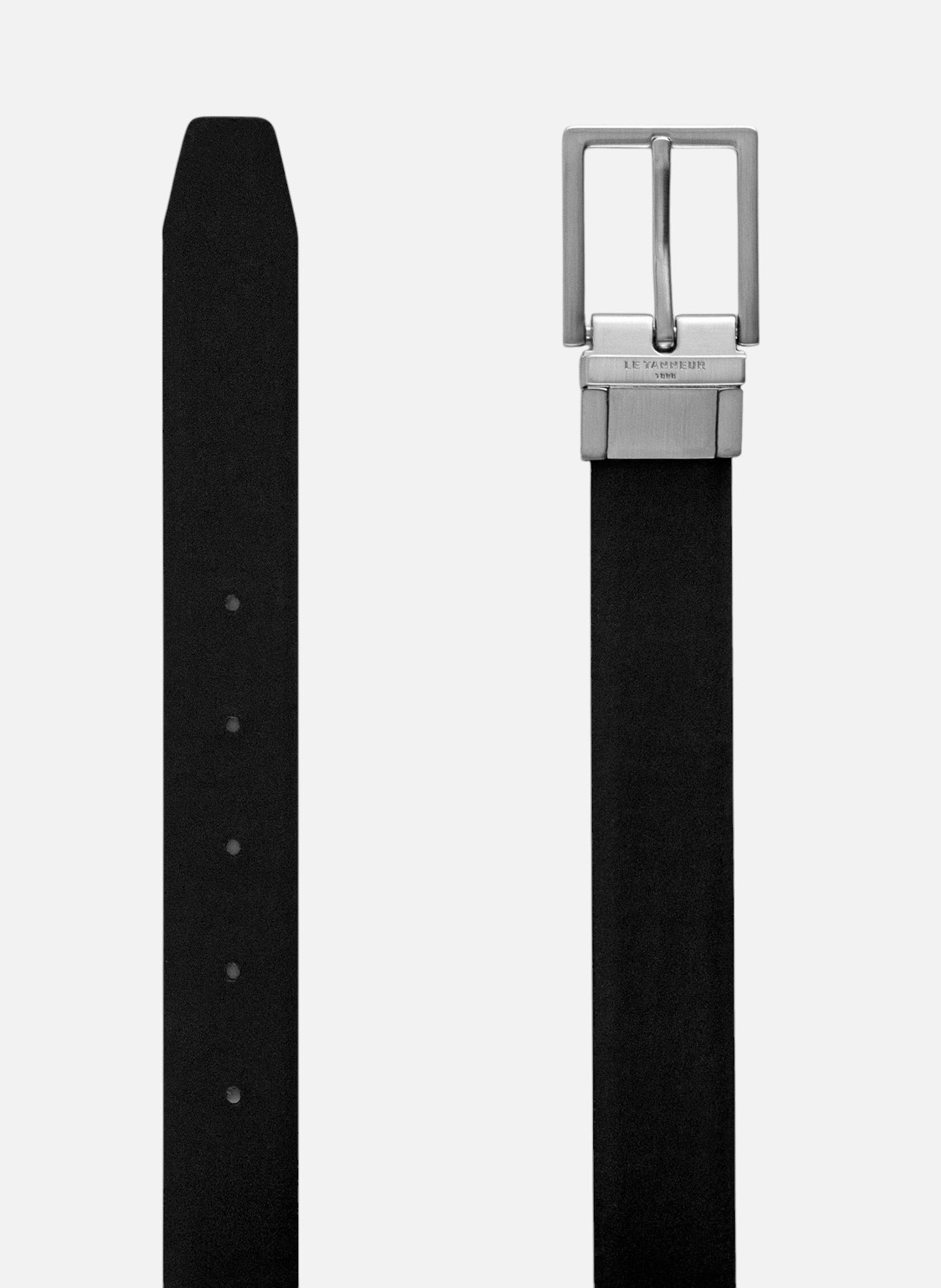 Ceinture classique avec boucle carrée en cuir lisse LE TANNEUR Noir