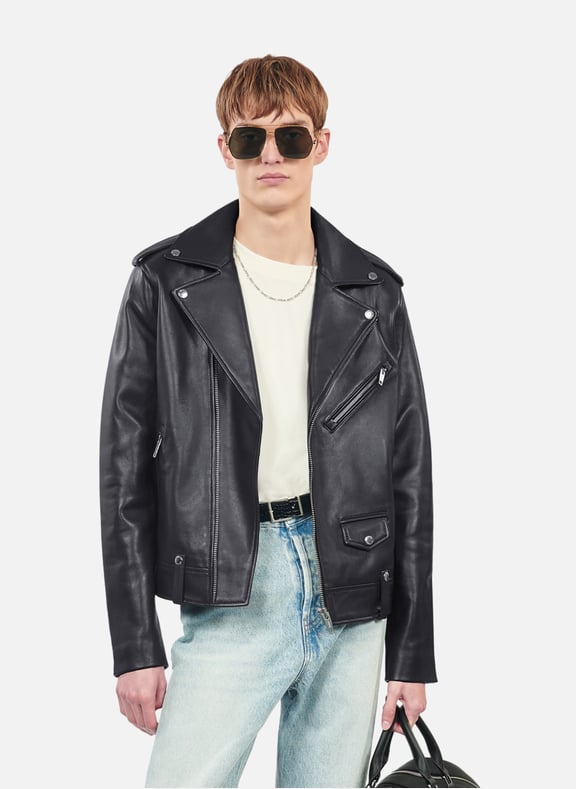 Blouson biker en cuir Noir by THE KOOPLES THE KOOPLES Blouson biker en cuir Noir