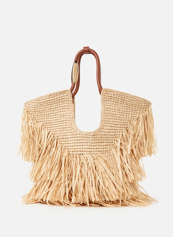 Small Fringed Tote Bag Goldentime Beige by ZIMMERMANN ZIMMERMANN Small Fringed Tote Bag Goldentime Beige