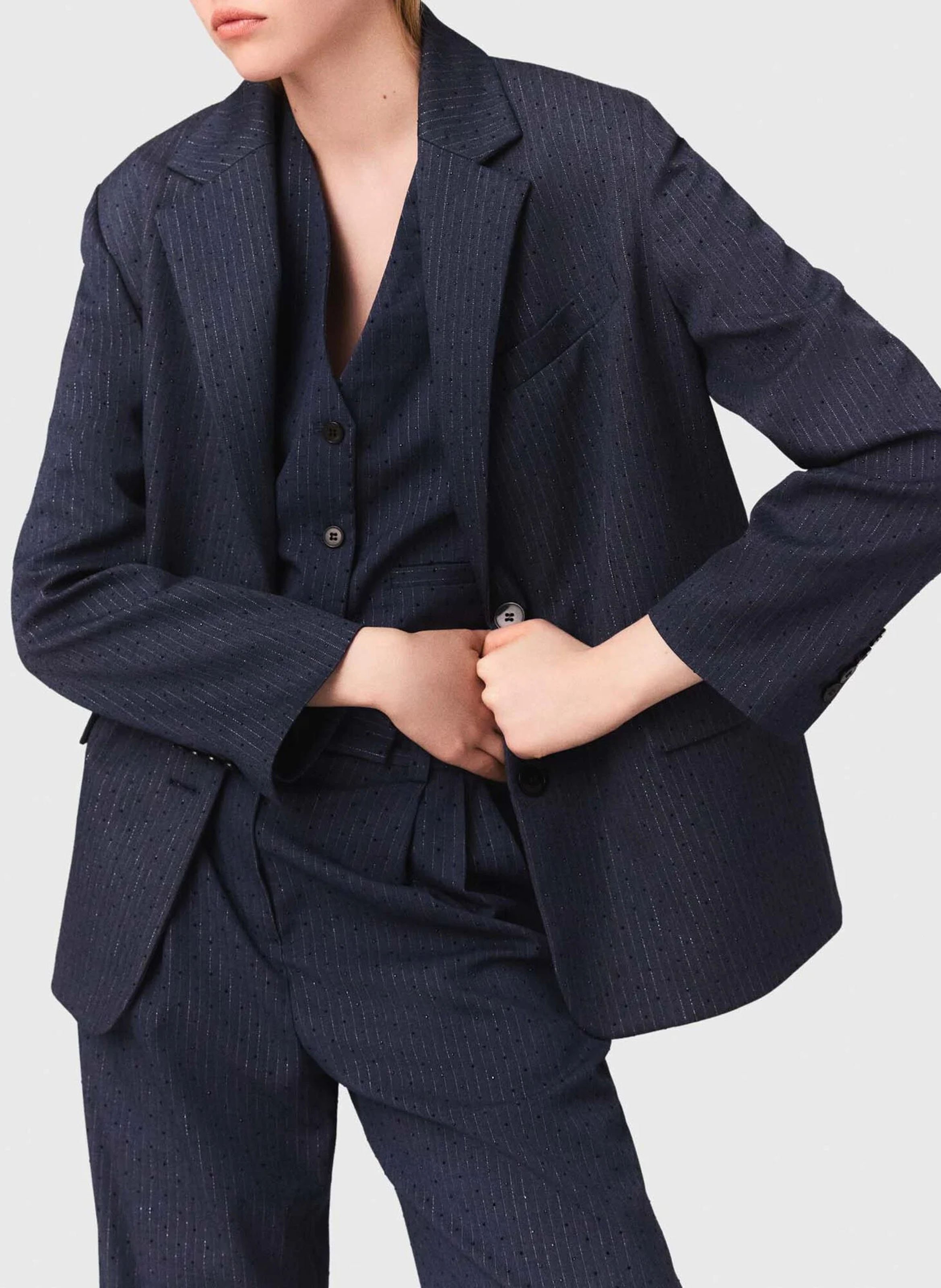 Veste de tailleur à rayures MAJE Bleu