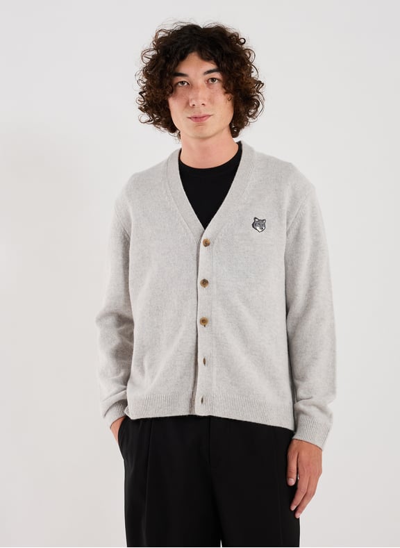 Cardigan col V en laine Gris by MAISON KITSUNÉ MAISON KITSUNÉ Cardigan col V en laine Gris