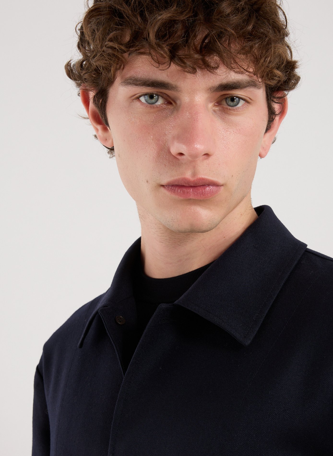 Jacket with classic collar in wool blend EMPORIO ARMANI Blue