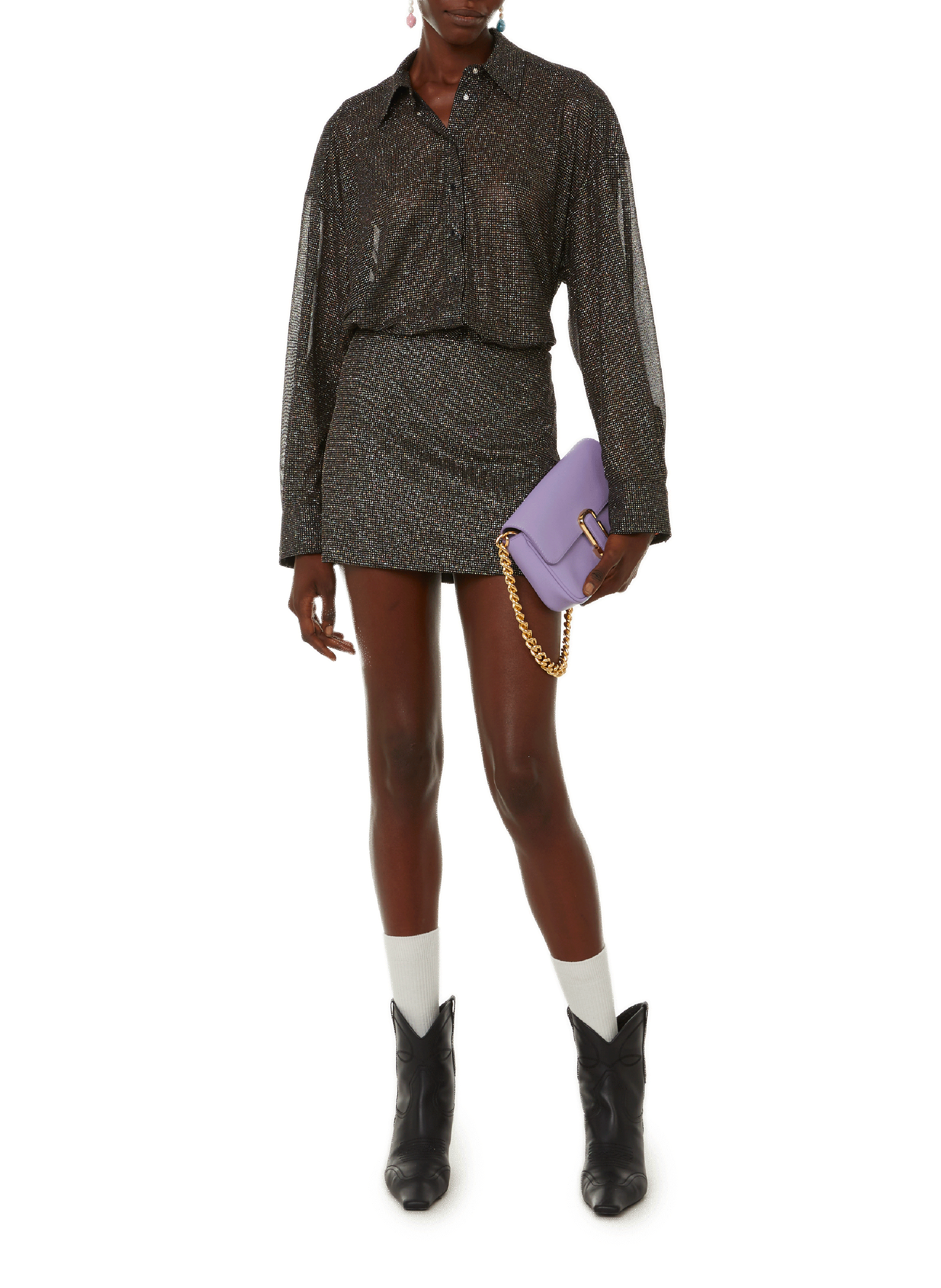 Jupe courte à strass ROSEANNA Noir