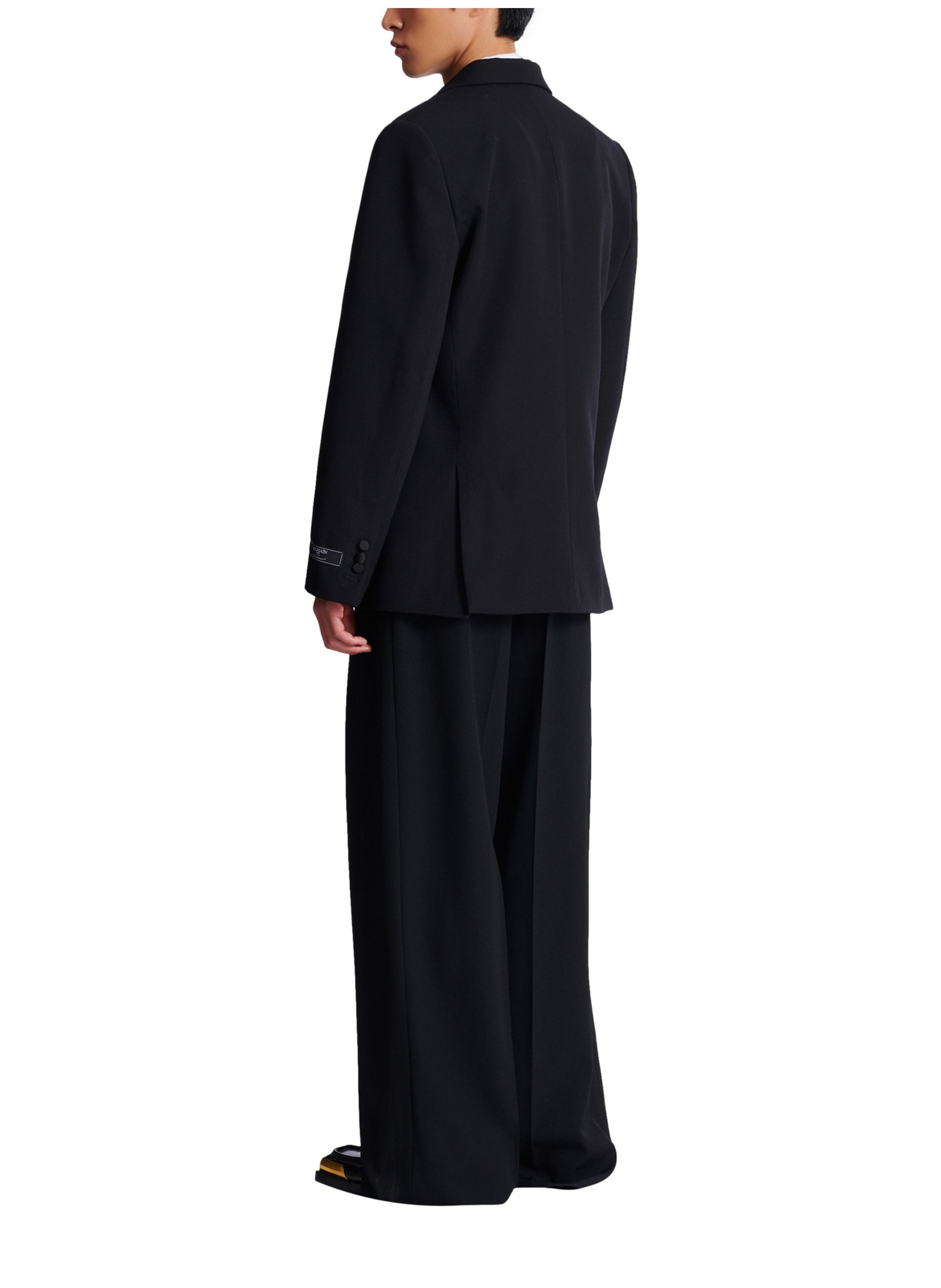 Veste 1 bouton en grain de poudre BALMAIN Noir