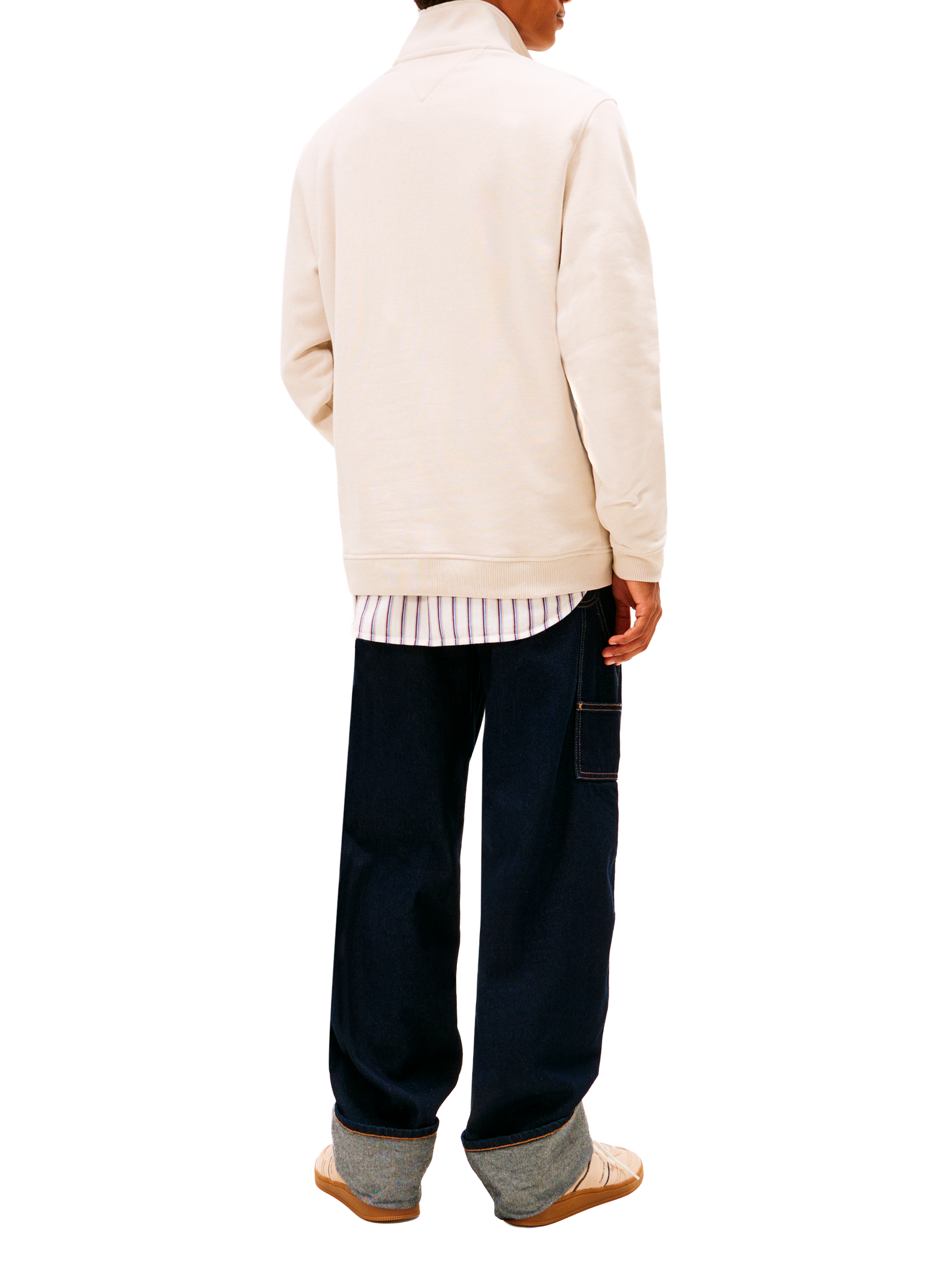 Zip-up high neck sweatshirt with embroidered logo TOMMY HILFIGER Beige