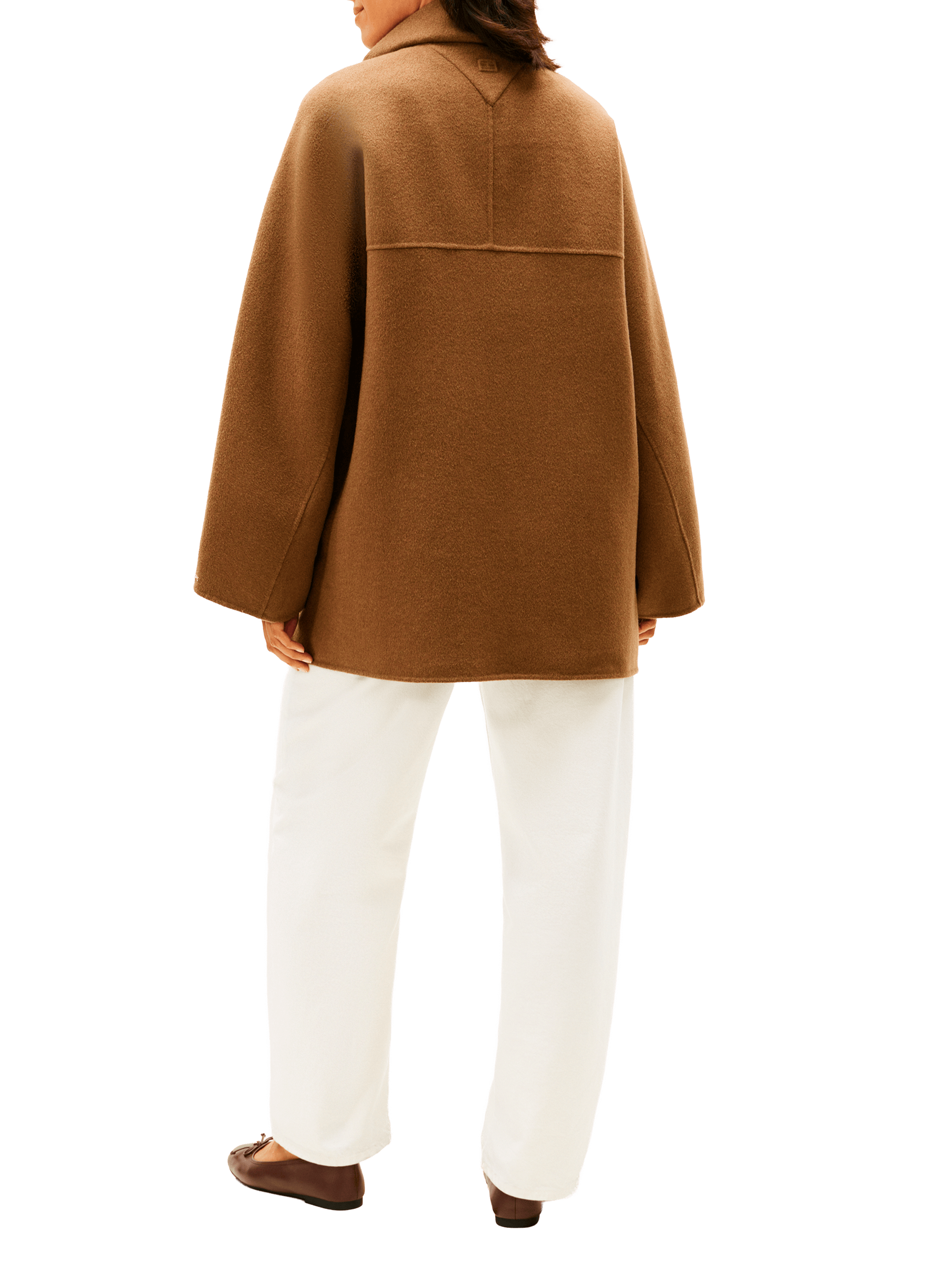 Oversized coat with high collar in mixed wool TOMMY HILFIGER Brown