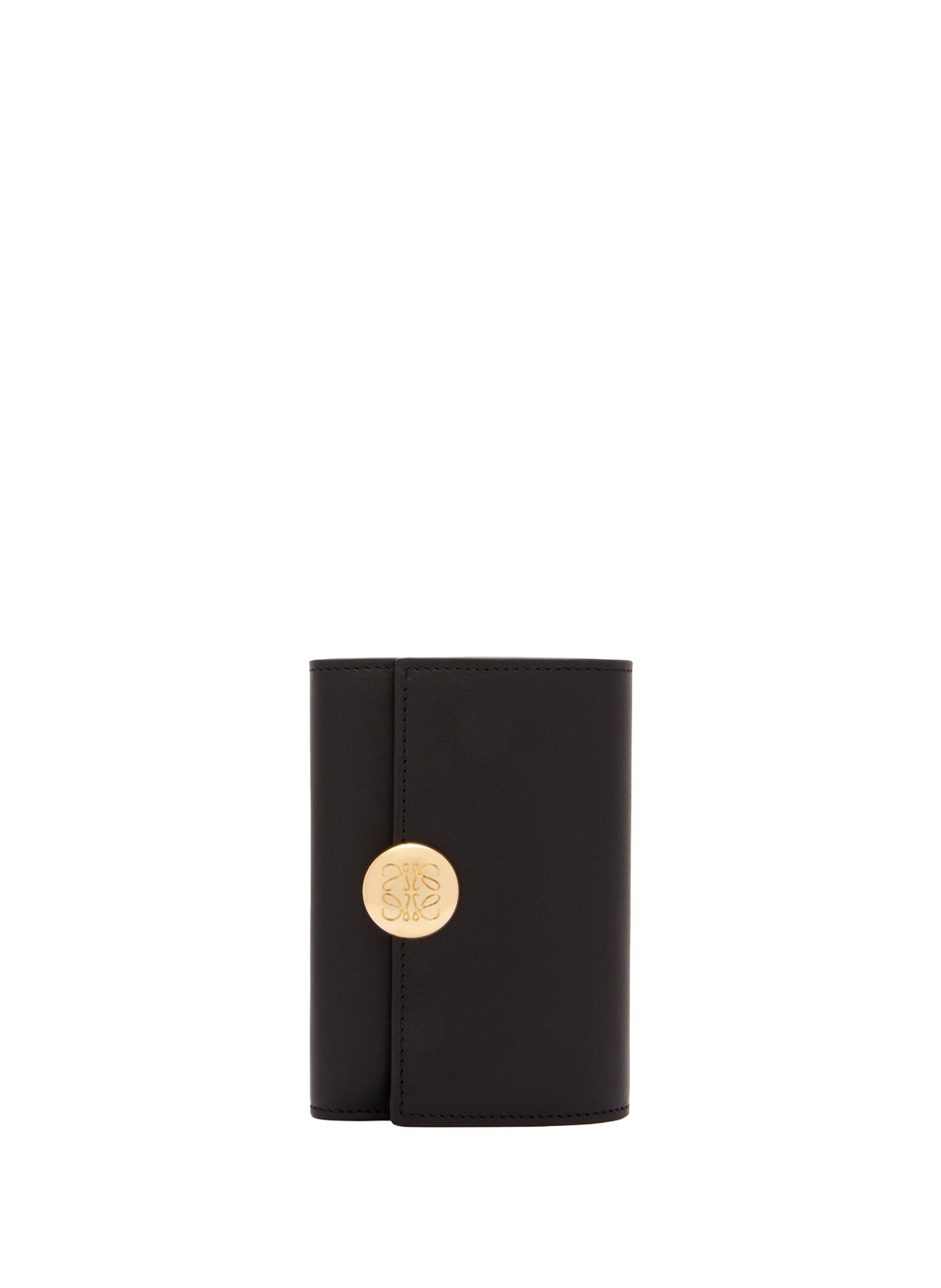 LOEWE Small vertical Pebble wallet in shiny nappa calfskin leather Black