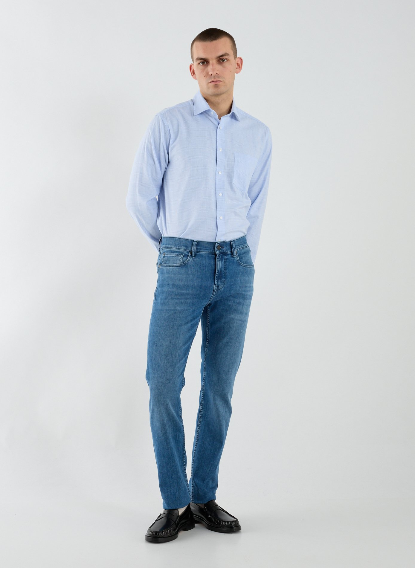 Five-pocket cotton blend jeans 7 FOR ALL MANKIND Blue