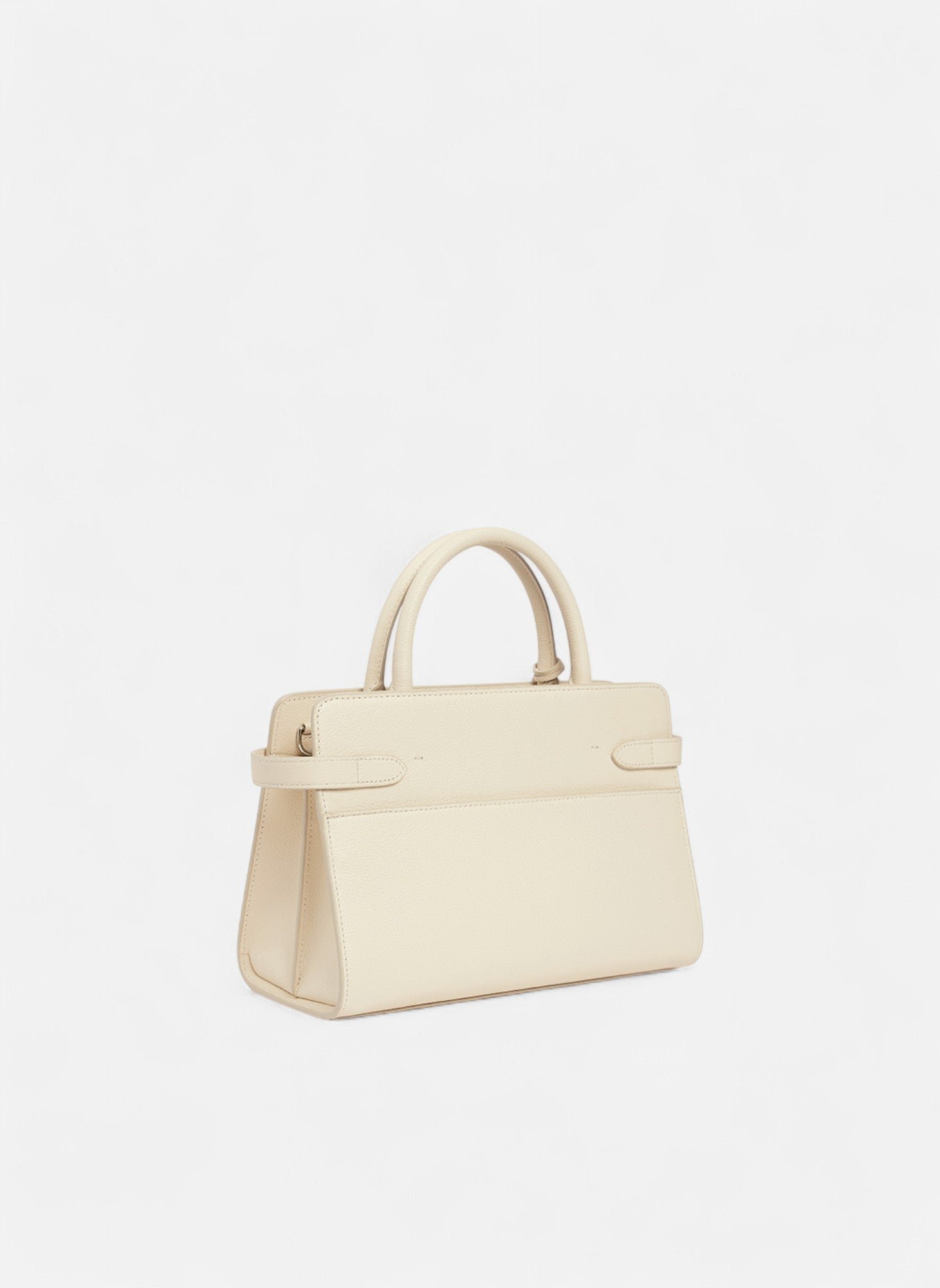Sac à main moyen modèle emilie en cuir grainé LE TANNEUR Blanc