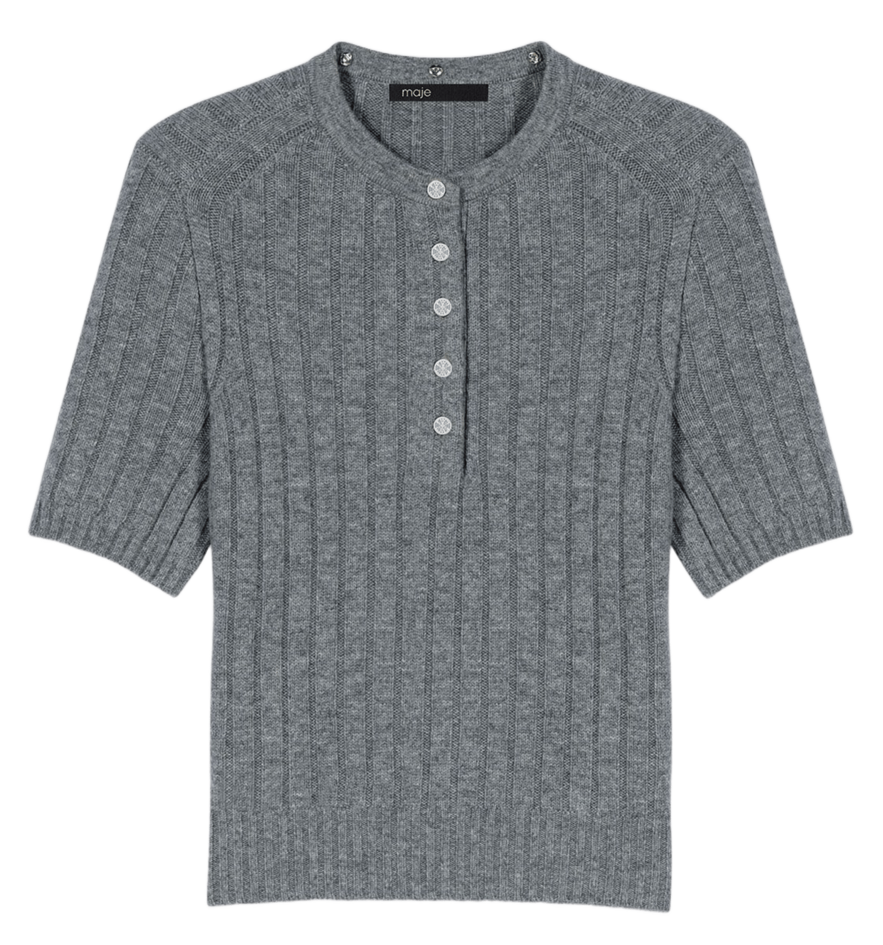 Pull col polo en laine mélangée MAJE Gris