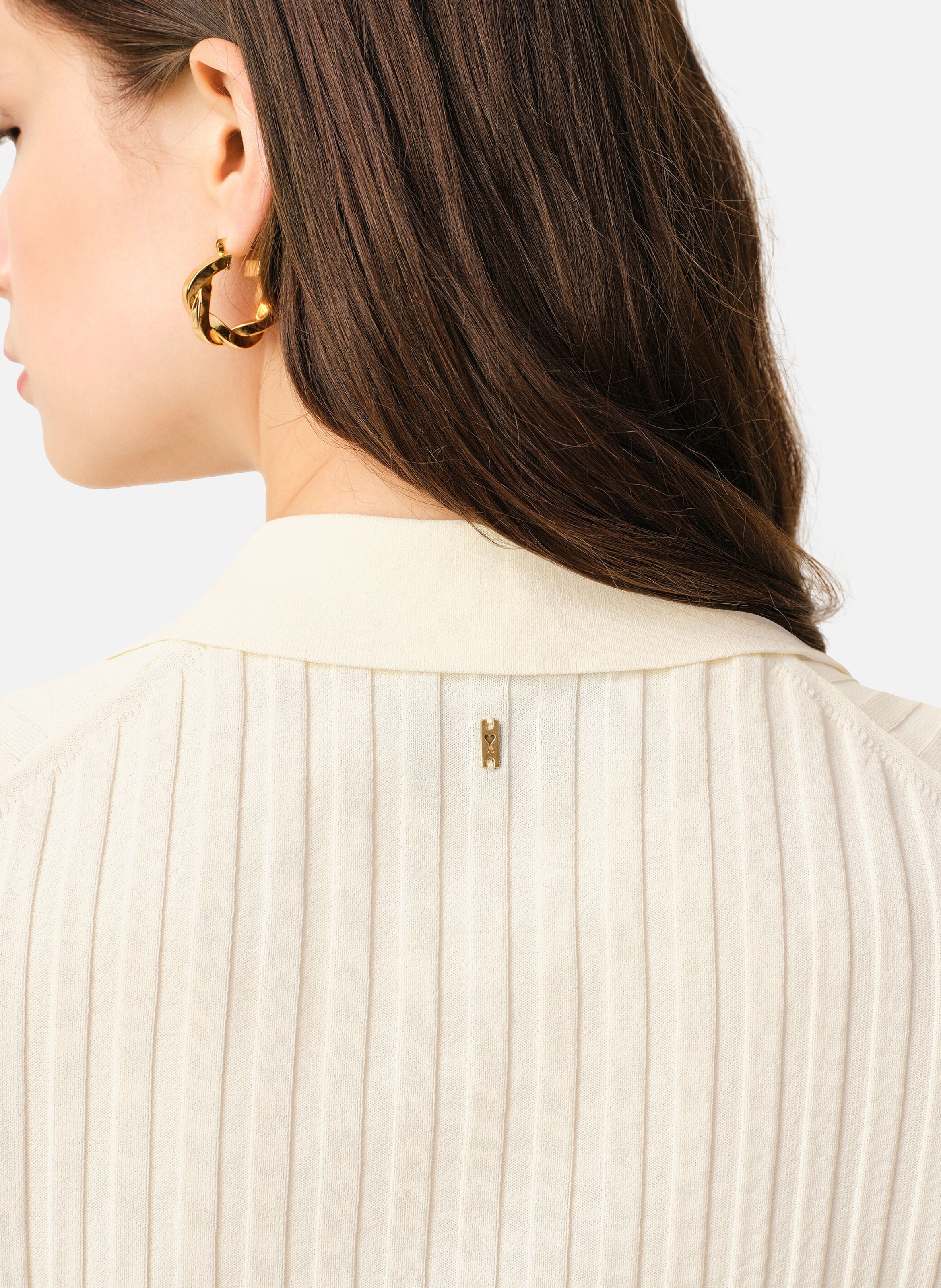 Polo manches courtes en maille AMI PARIS Blanc