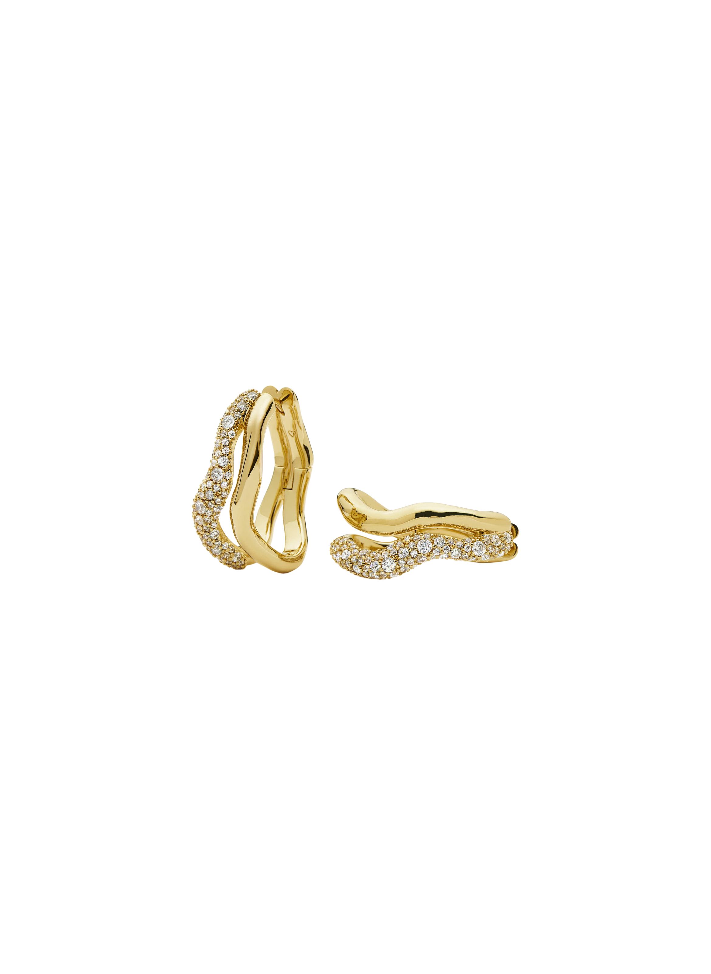 Boucles d'oreille ondulées Molten Snow en laiton et plaqué or mélangés MISSOMA Doré