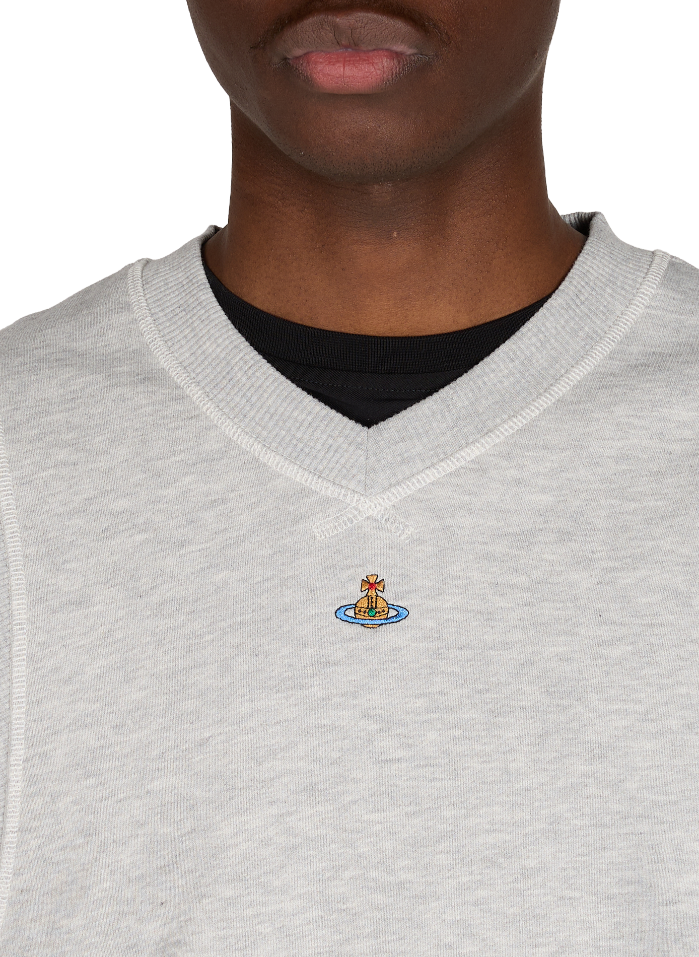 Oversized V-neck cotton sweatshirt VIVIENNE WESTWOOD Grey