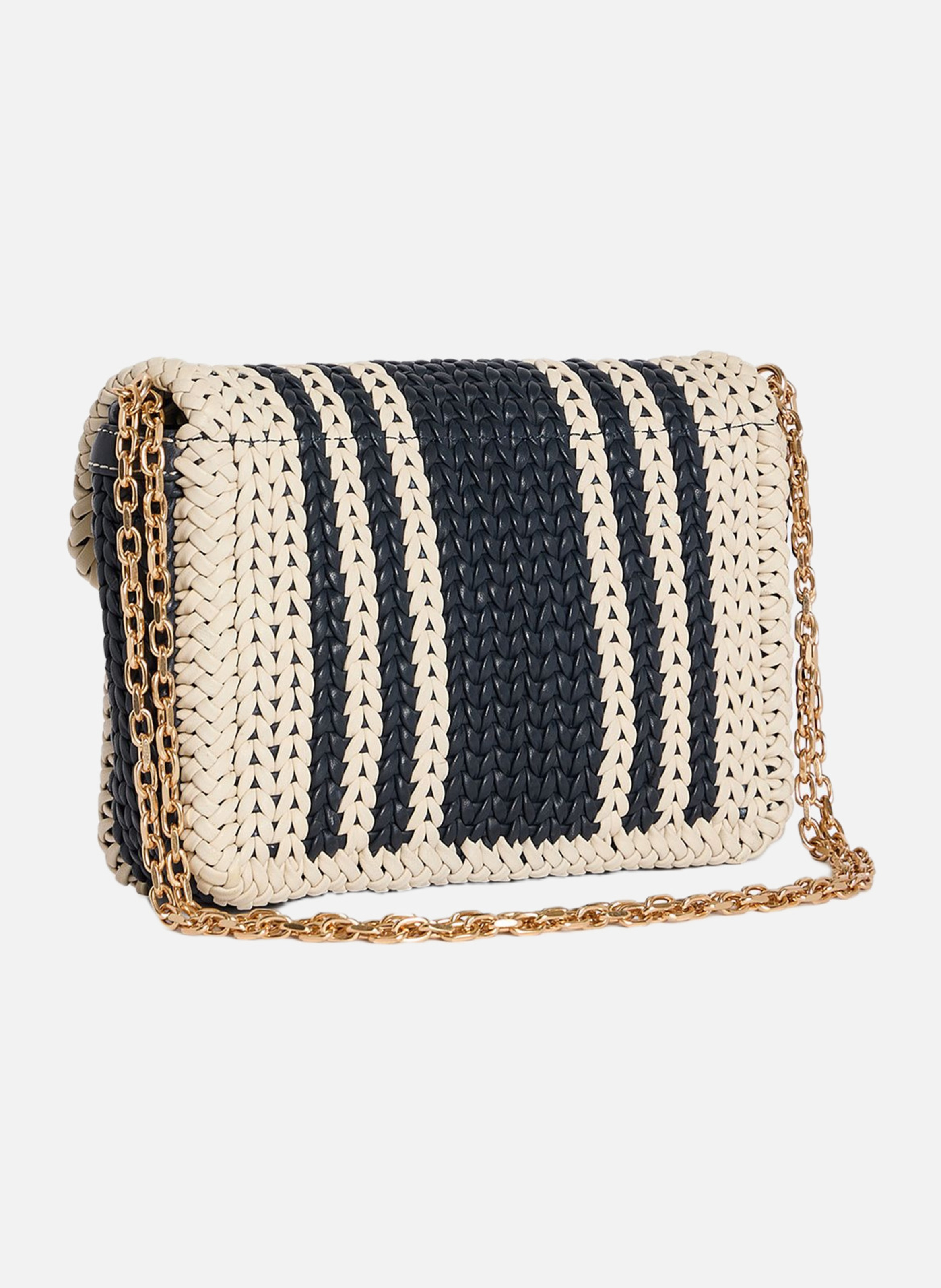 Moyen sac moon en cuir tressé VANESSA BRUNO Bleu