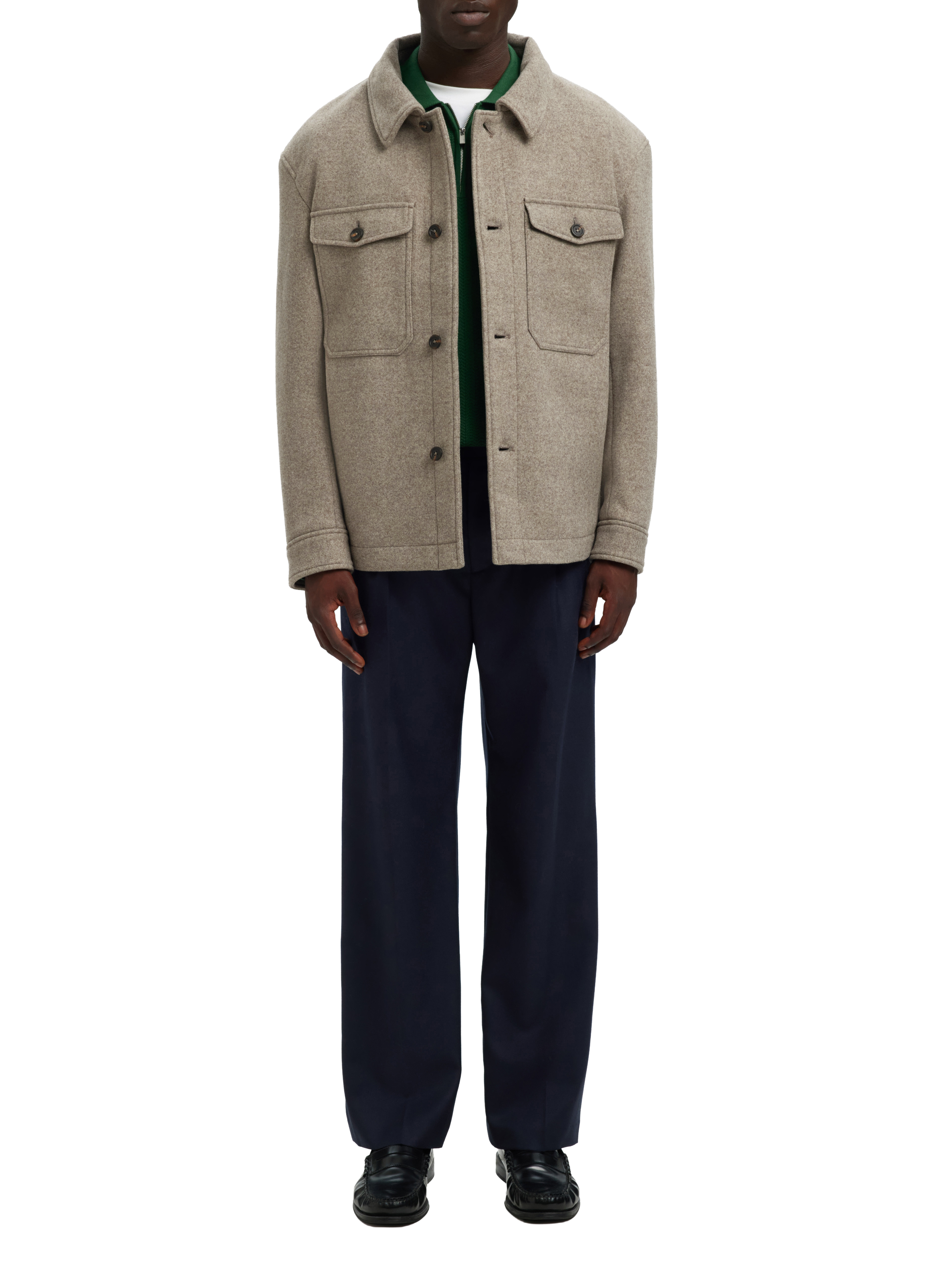 Chemise droite à col américain SELECTED Marron