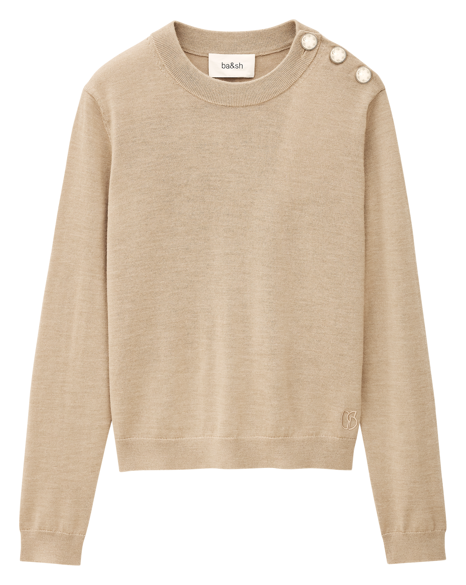 Pull droit col rond en laine byleil BA&SH Beige