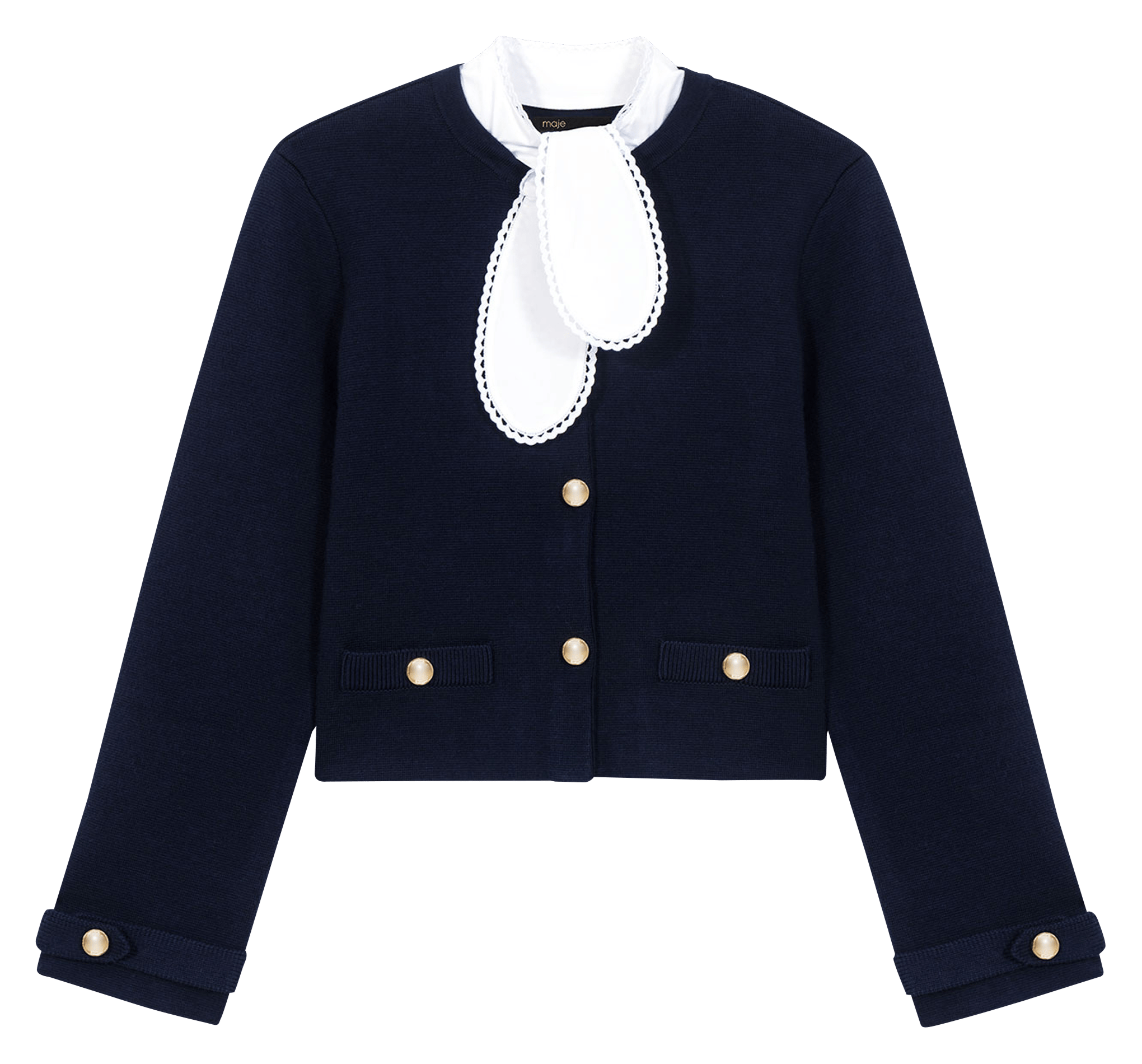 Cardigan droit col rond MAJE Bleu