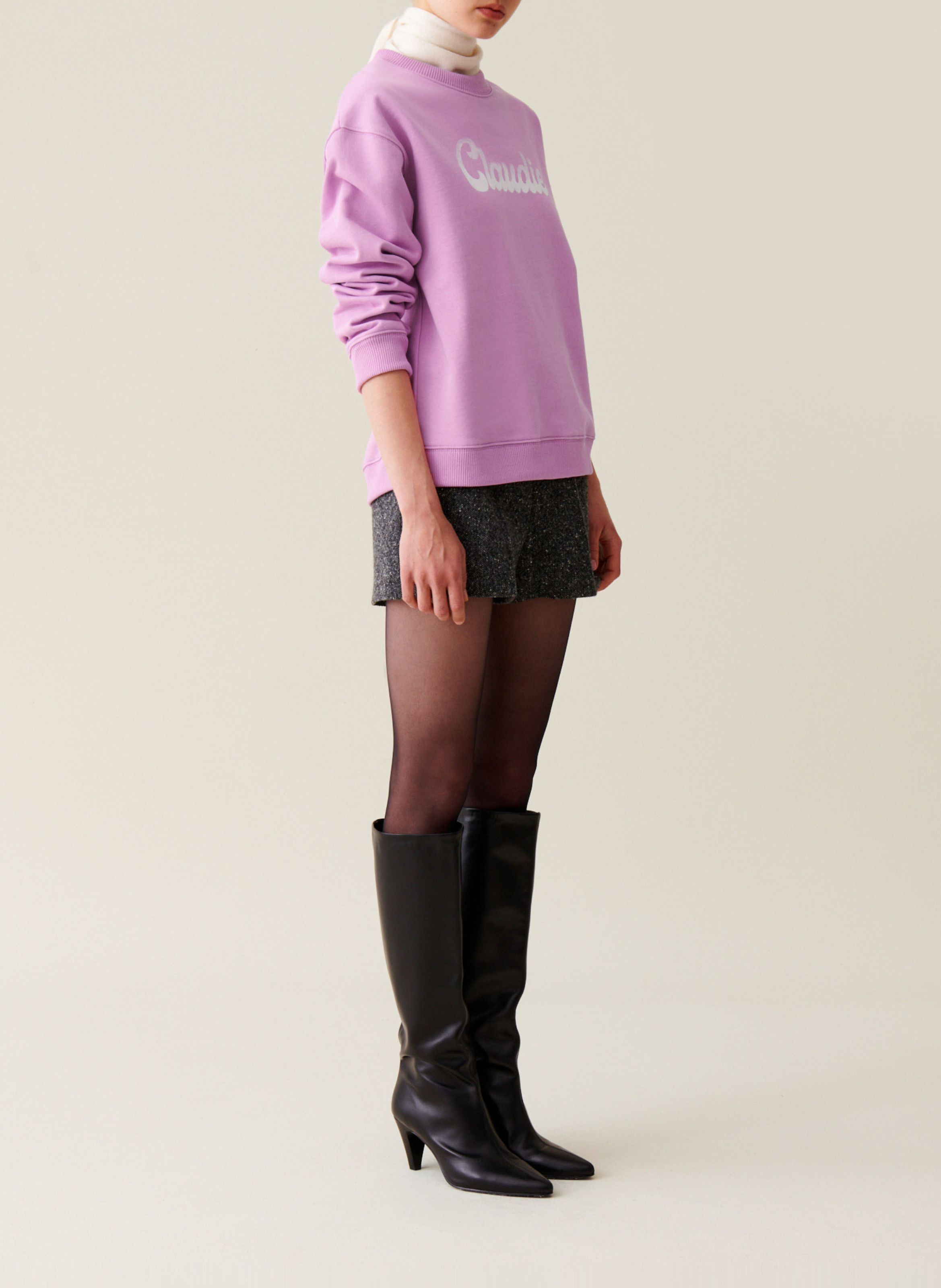 Sweatshirt ample imprimé en coton CLAUDIE PIERLOT Rose