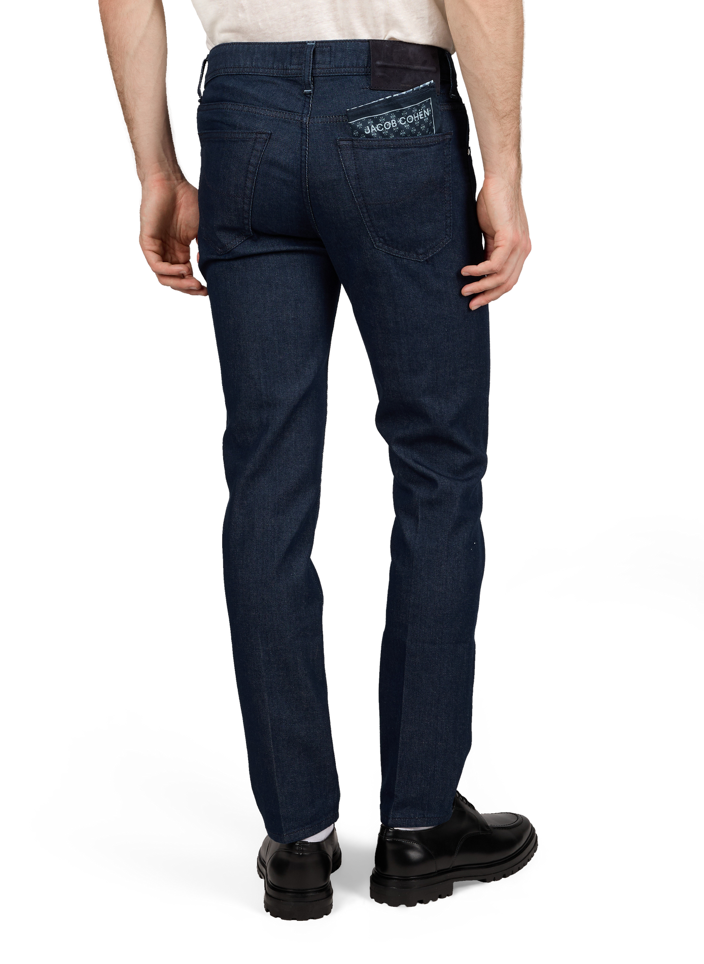 Jean droit en denim de coton mélangé JACOB COHEN Bleu