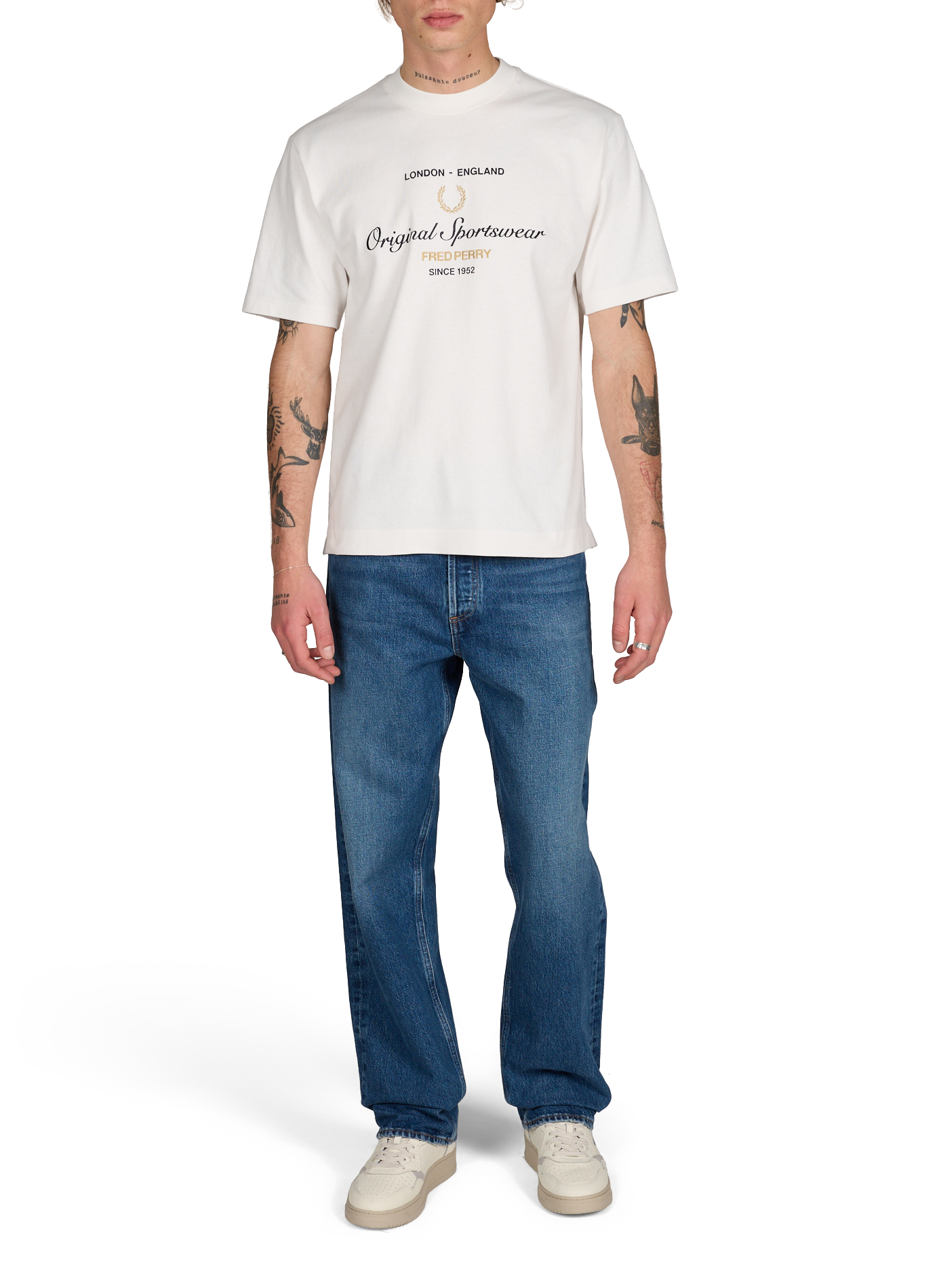 T-shirt brodé en coton FRED PERRY Blanc