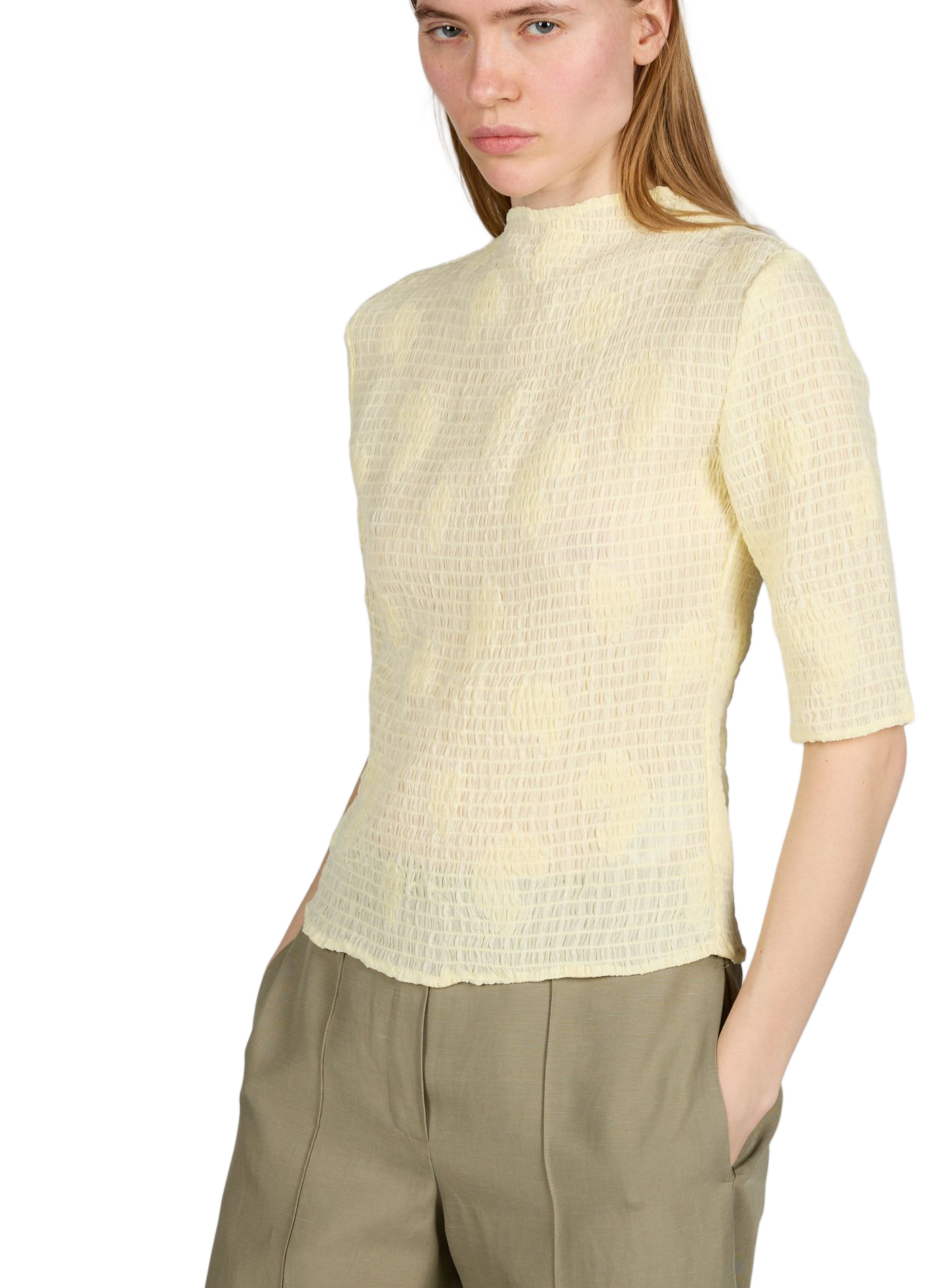 Top tissé Safrida à manches courtes SAMSOE SAMSOE Vert