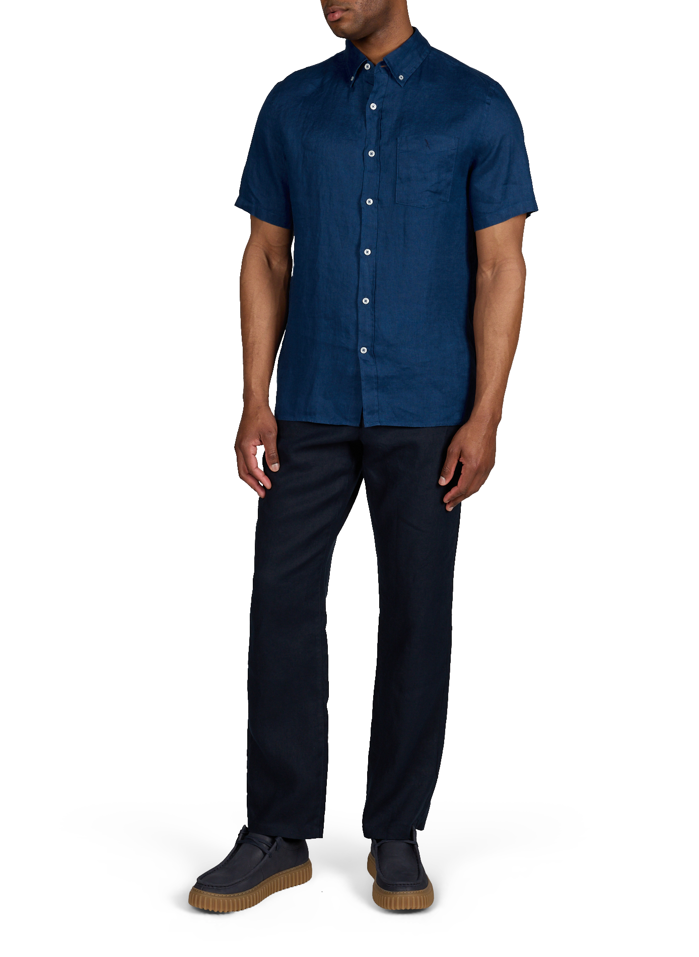 Gerade Linenbluse mit kurzen Ärmeln AIGLE Blau