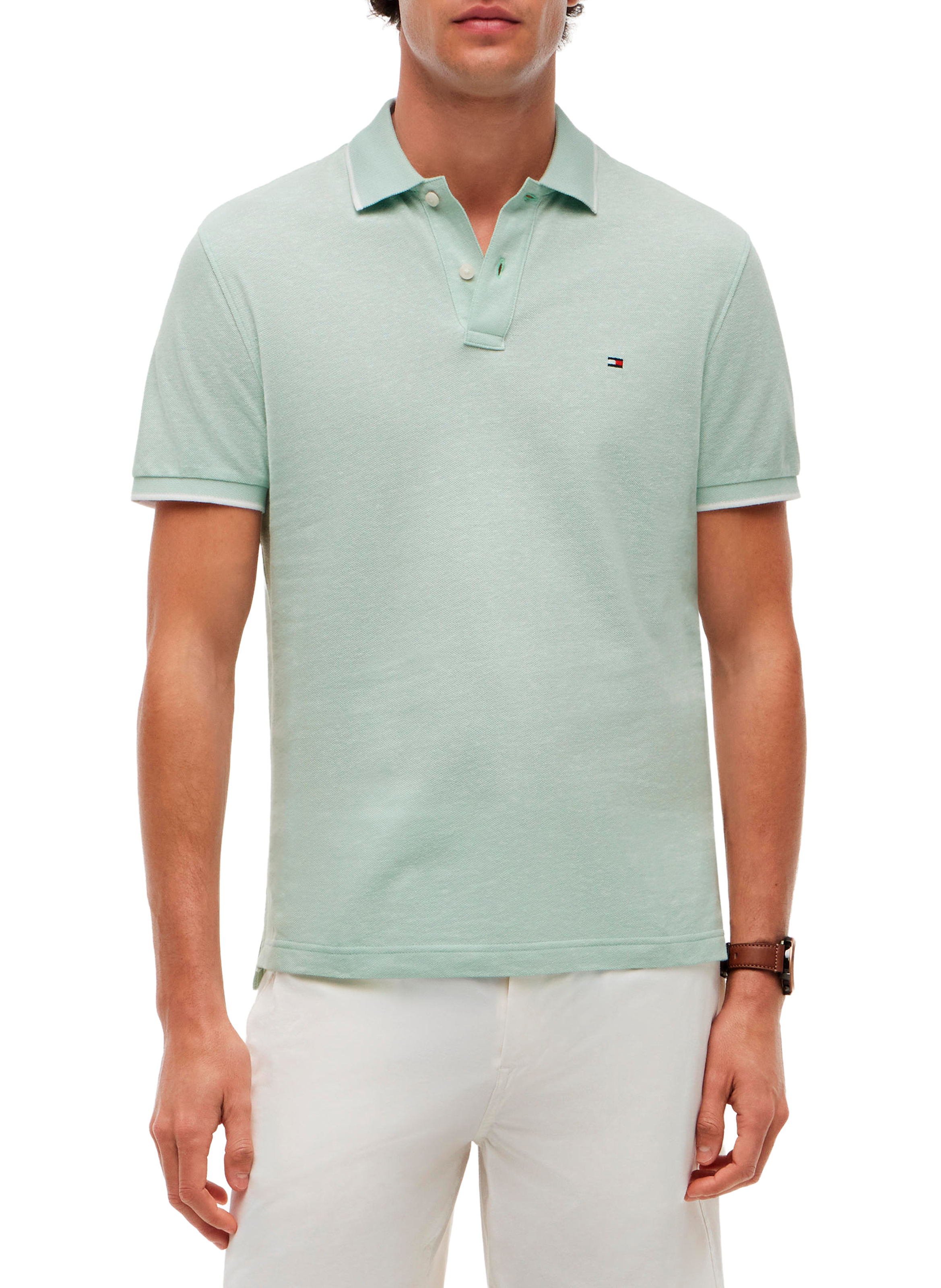 Polo en coton et lin TOMMY HILFIGER Vert