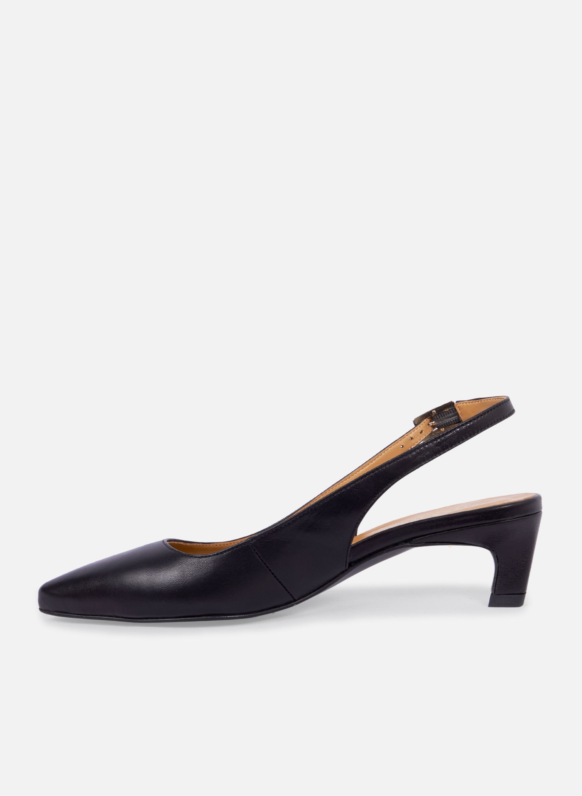 Escarpins slingback albane petit talon cuir lisse JULES & JENN Noir