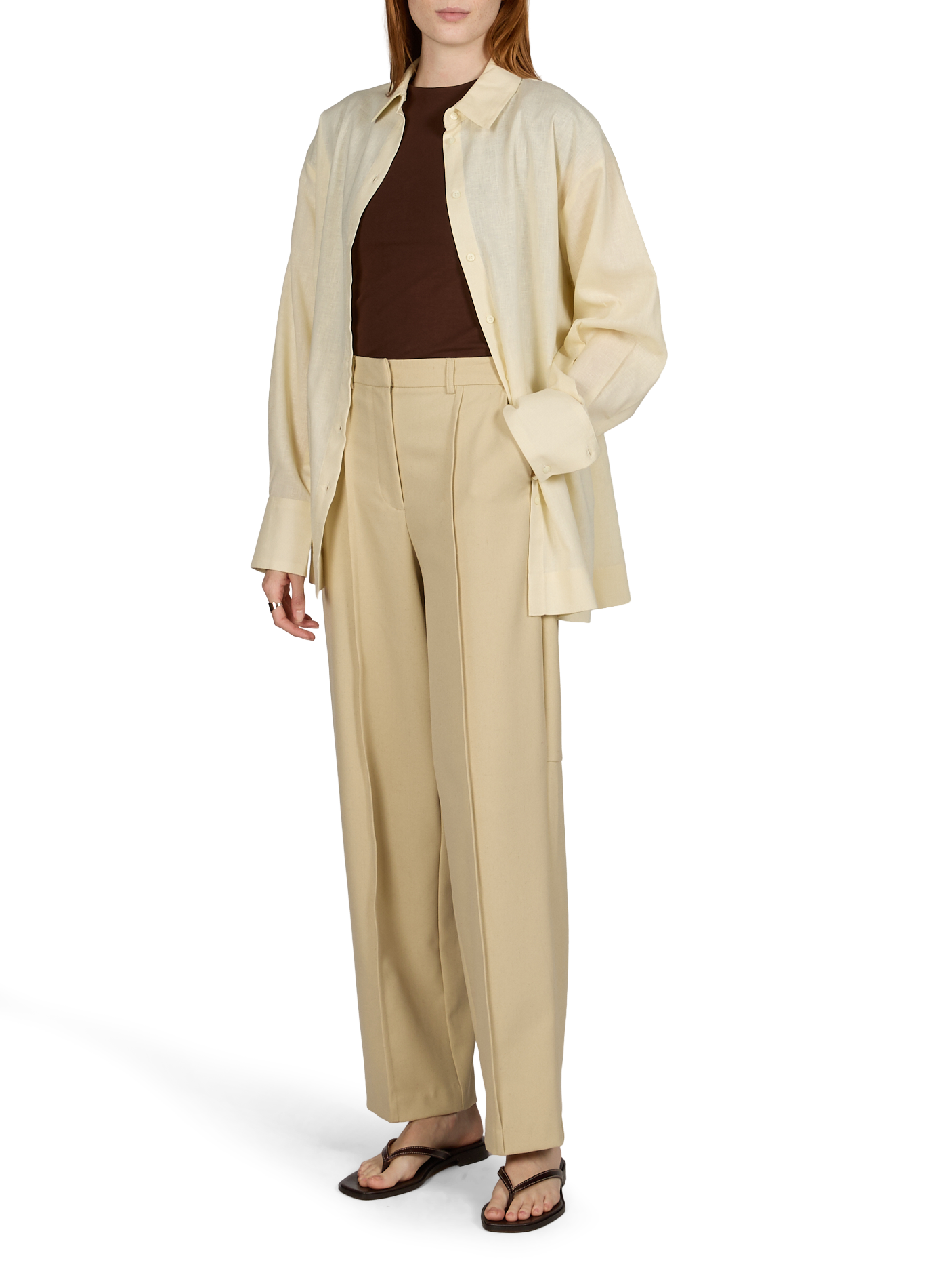 Straight-cut cotton shirt with classic collar TOPSHOP Beige