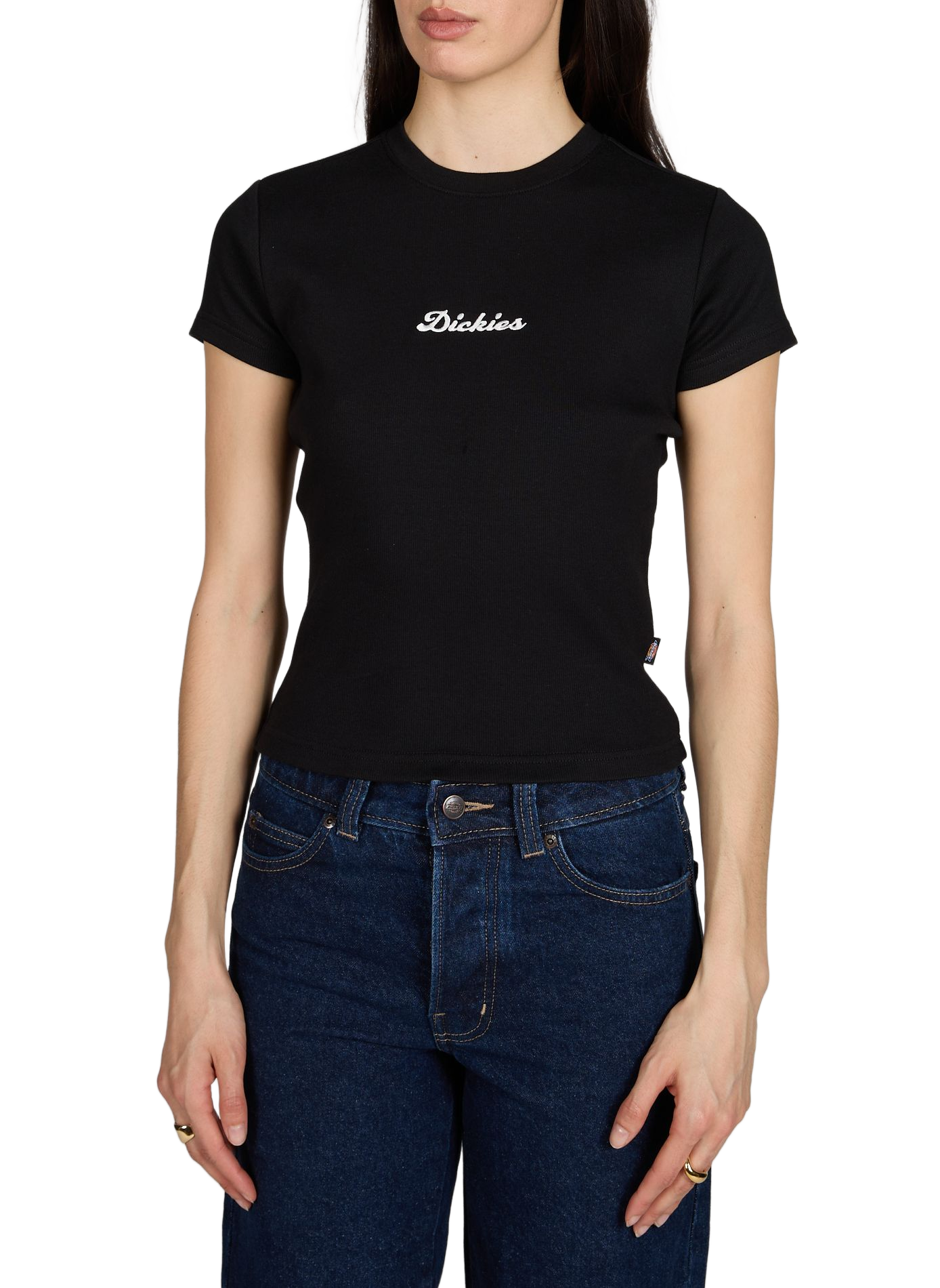 T-shirt à logo brodé en coton mélangé DICKIES Noir