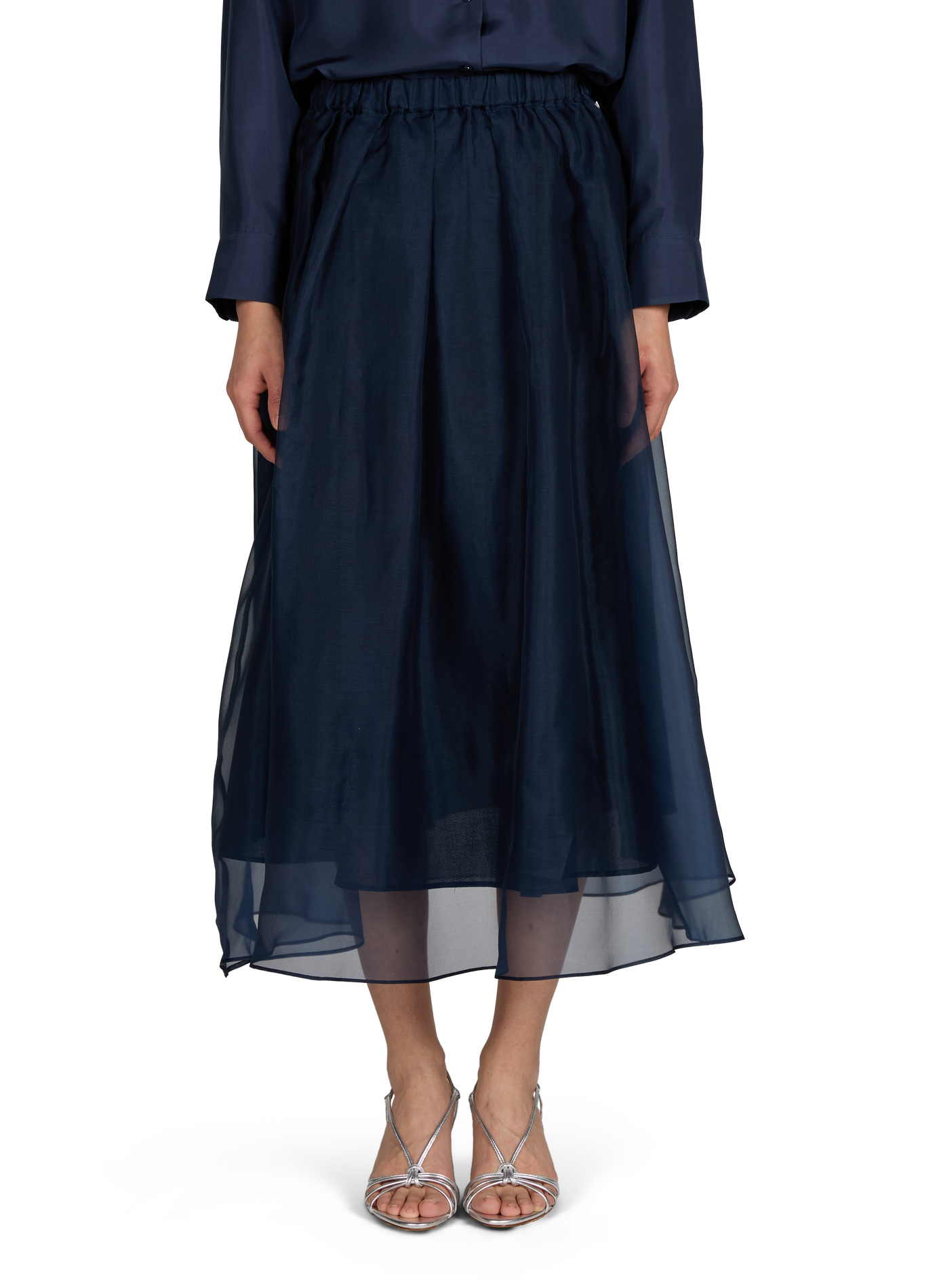 Jupe longue évasée en soie MAX MARA WEEK END Bleu