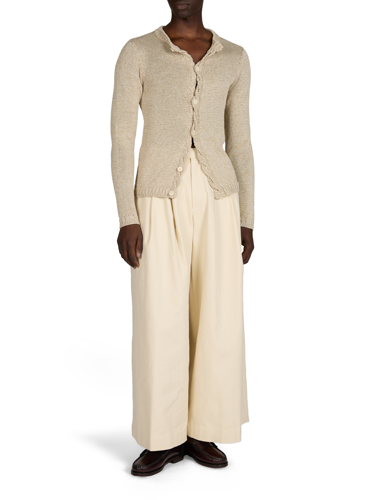 Cardigan en maille à col bénitier SEAN SUEN Beige