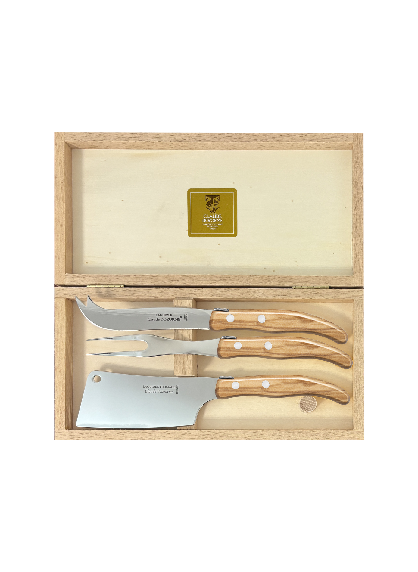 Set of 3 cheese knives Berlingot DOZORME Brown