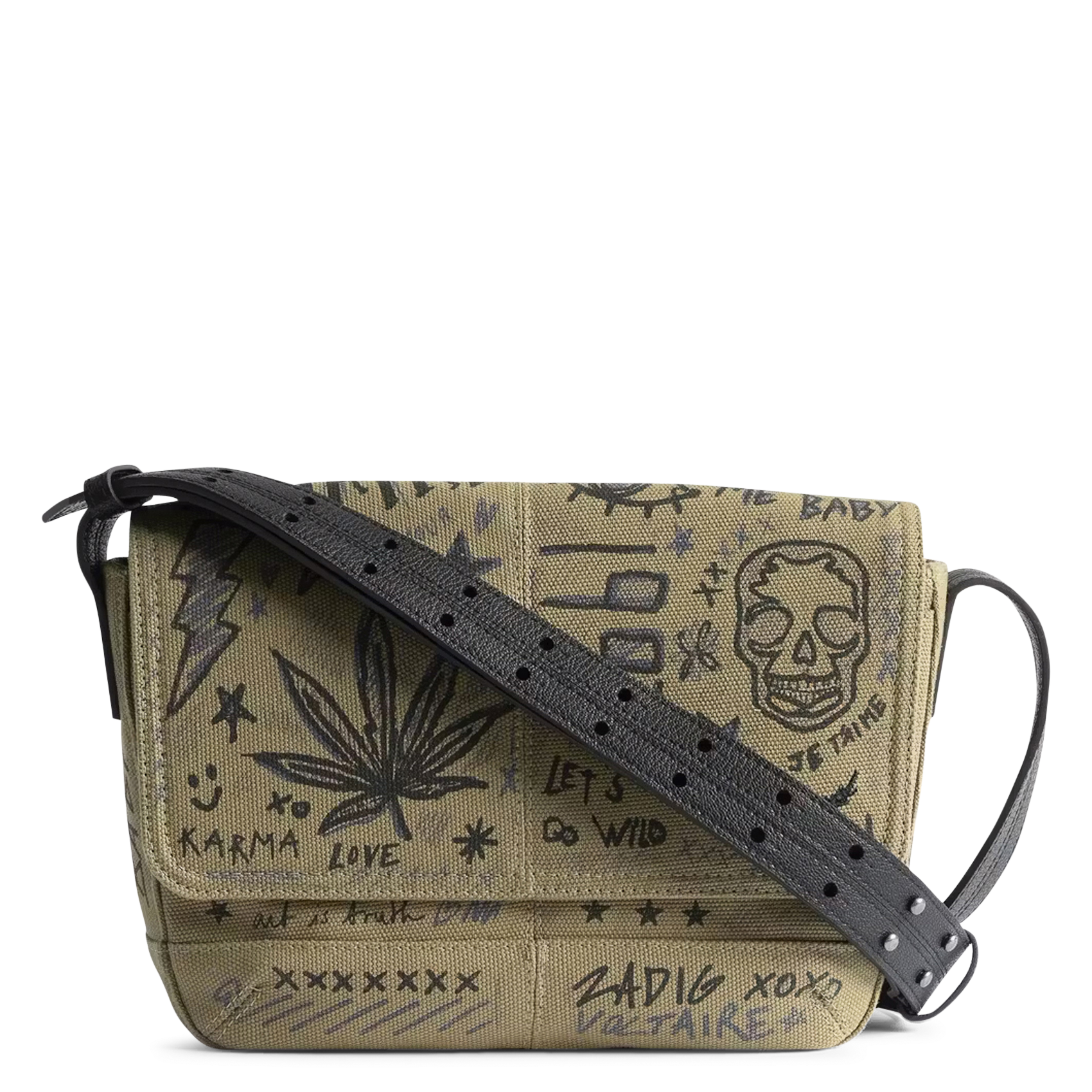 Sac bandoulière à rabat imprimé z camp ZADIG&VOLTAIRE Vert