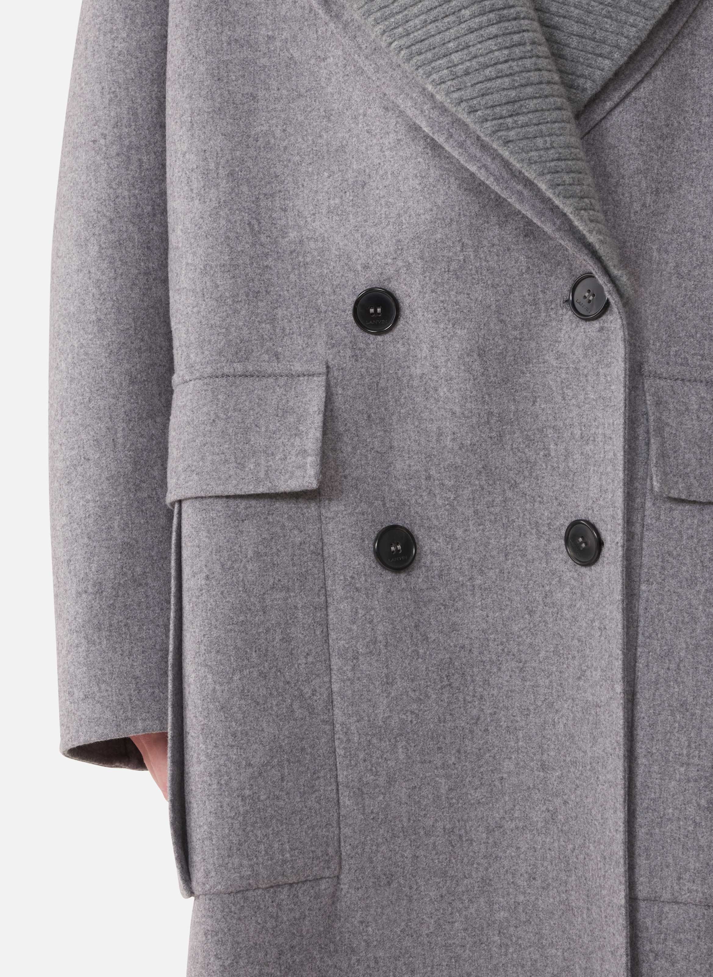 Manteau en laine cachemire double face LANVIN Gris
