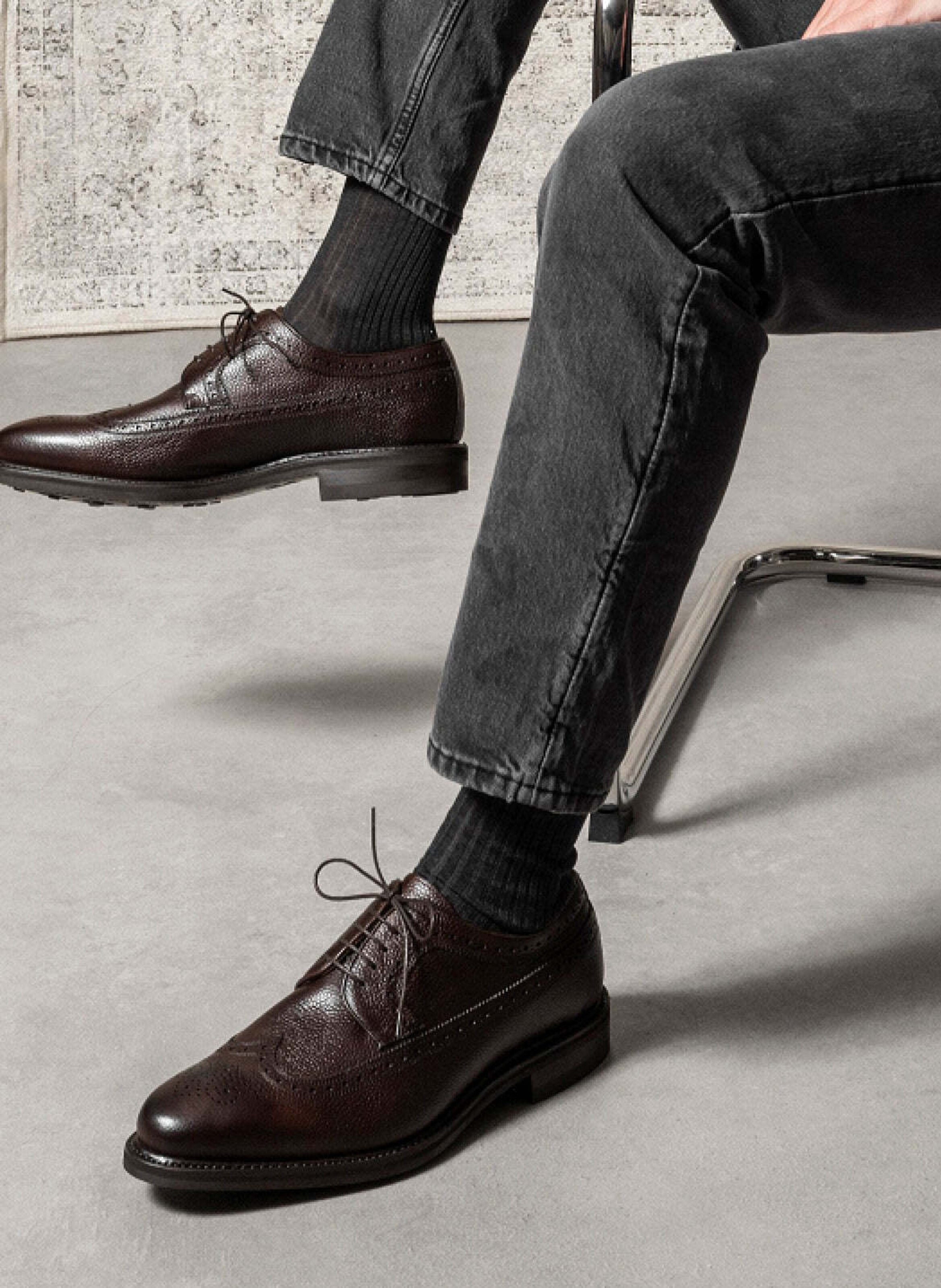 Derby cuir grainé barton FINSBURY Marron