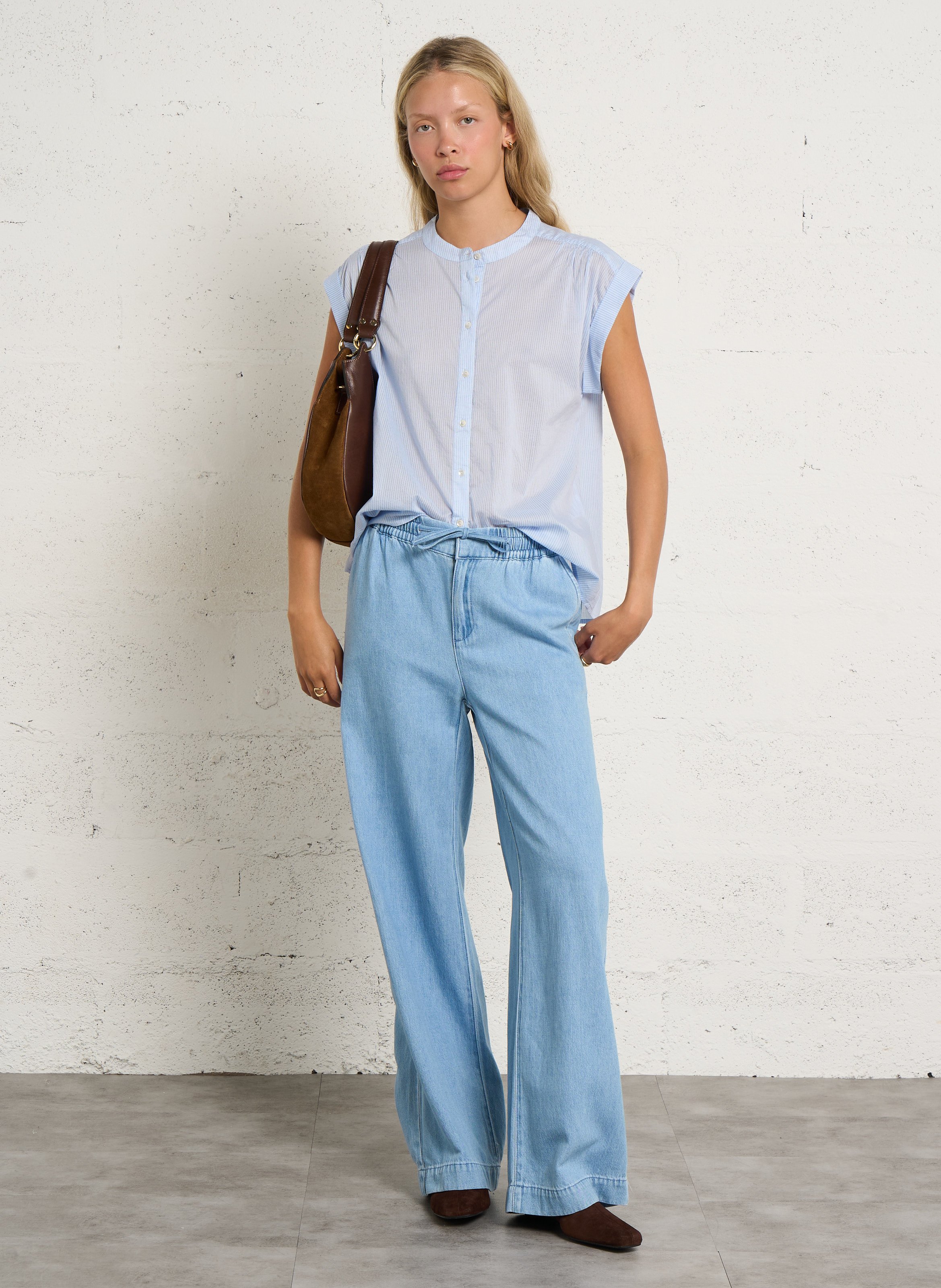 Chemise droite en coton monica MAISON 123 Bleu