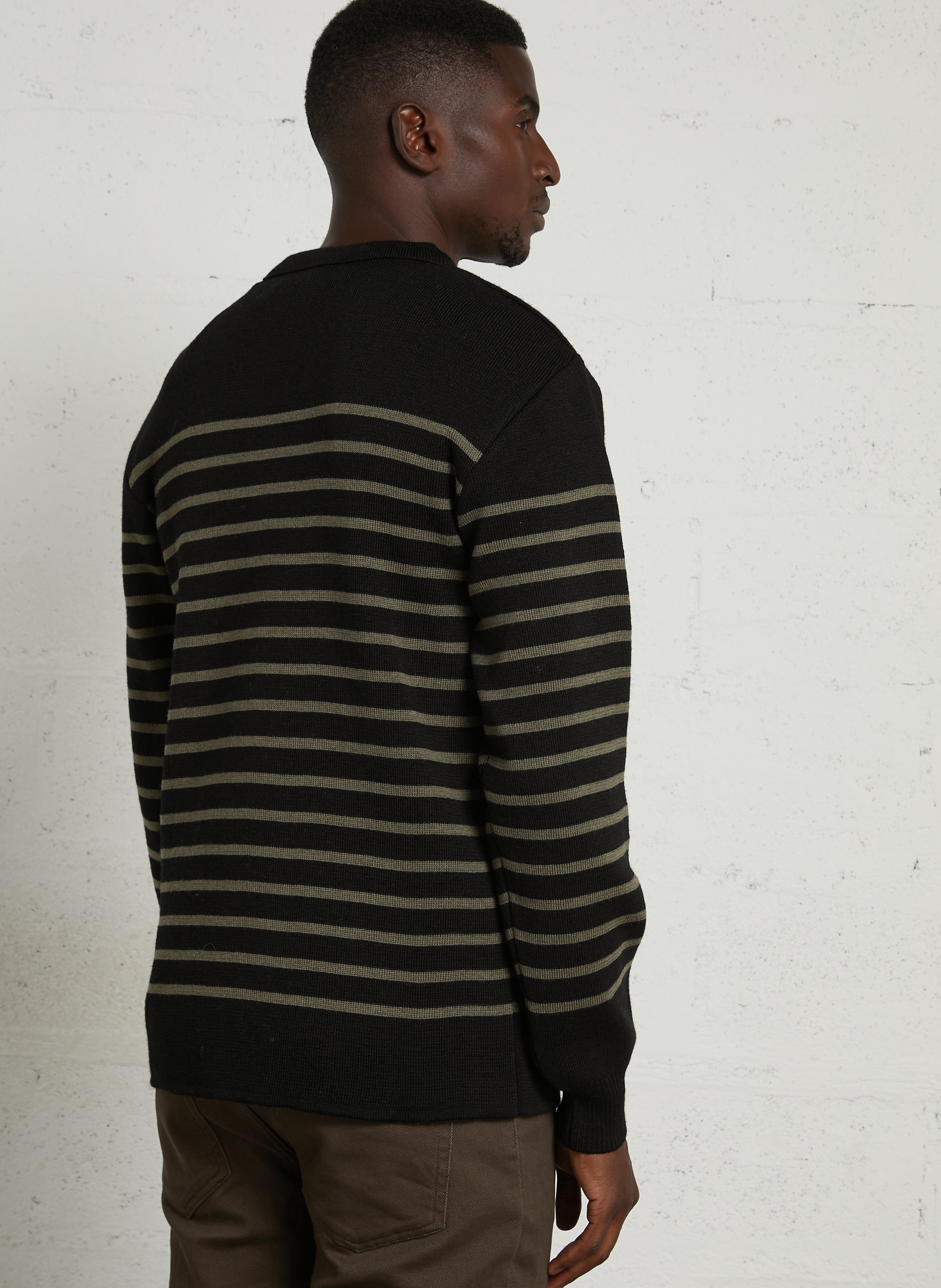 Pull col rond regular-fit en laine ARMOR-LUX Noir