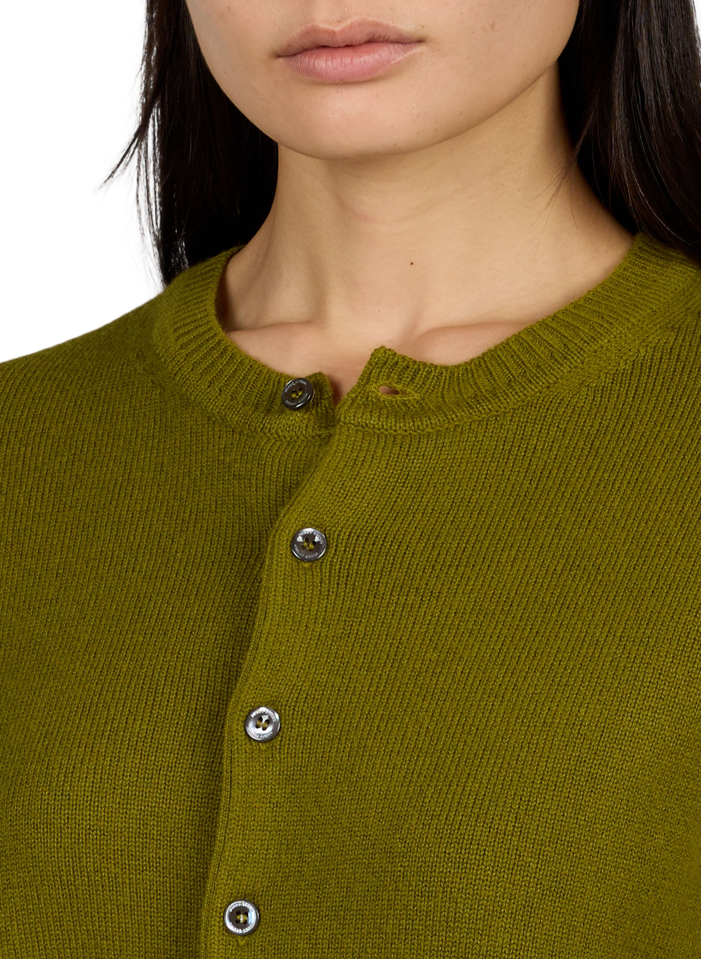 Straight round neck buttoned cardigan DUNST Green