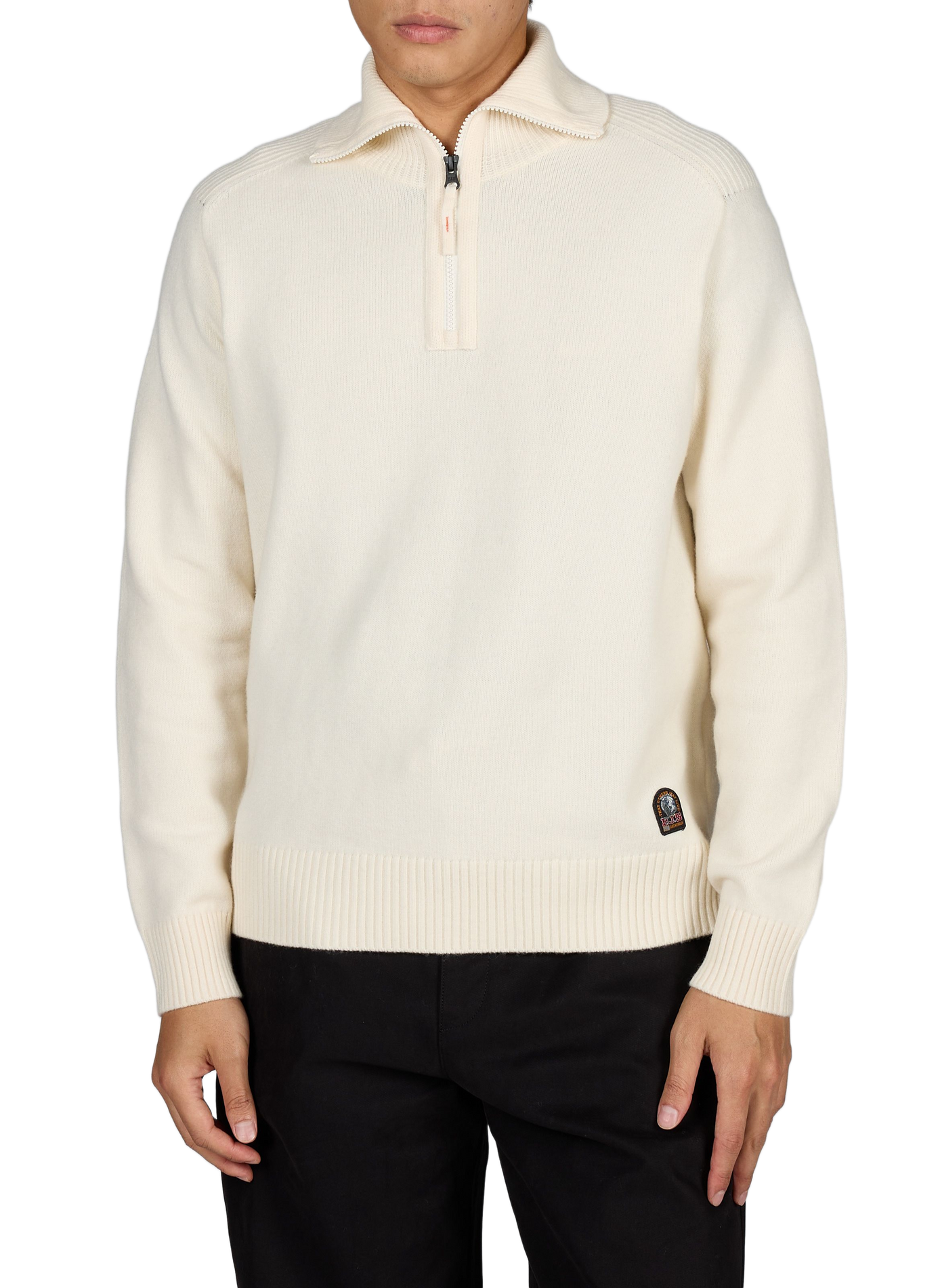 Pull droit à col montant zippé en laine mélangée PARAJUMPERS Beige
