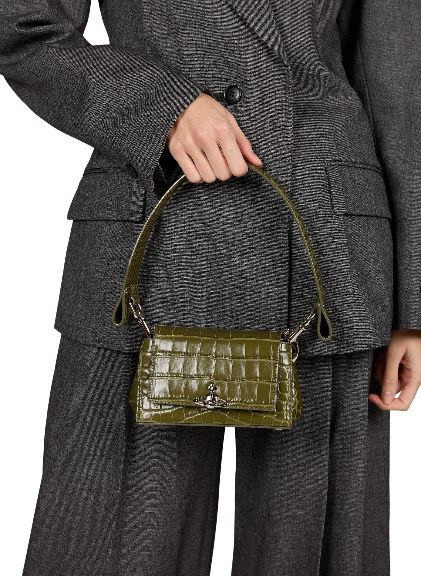 Petit sac à main Hazel en cuir effet croco VIVIENNE WESTWOOD Vert