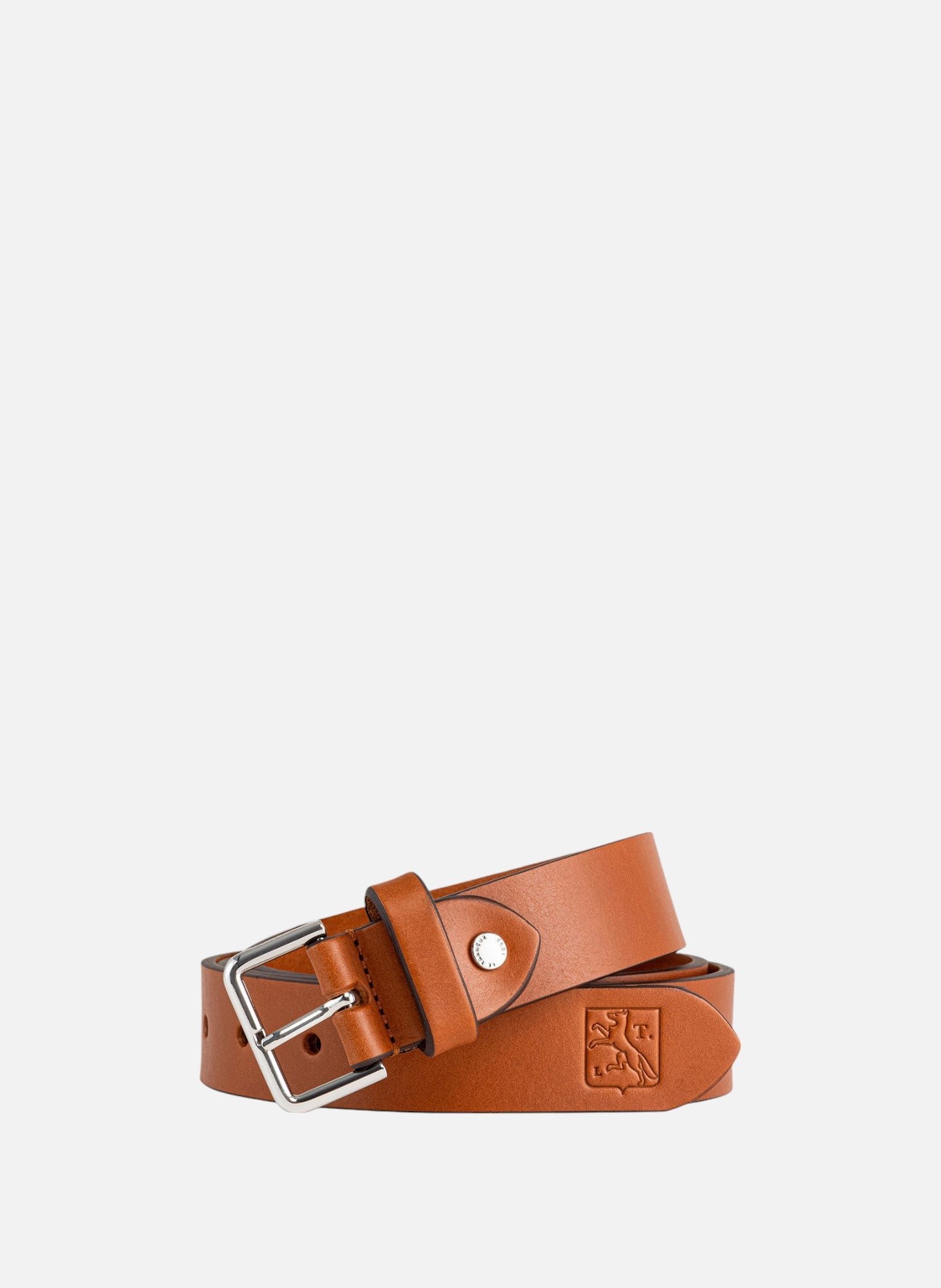 LE TANNEUR Ceinture avec boucle carrée en cuir lisse Marron