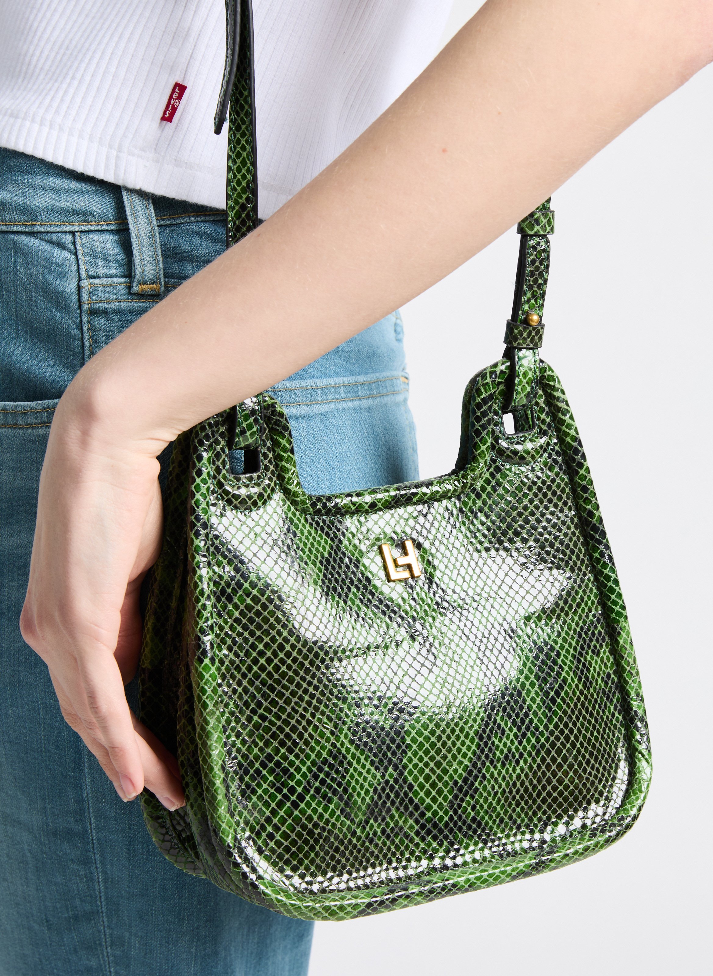 Python handbag LEON & HARPER Green