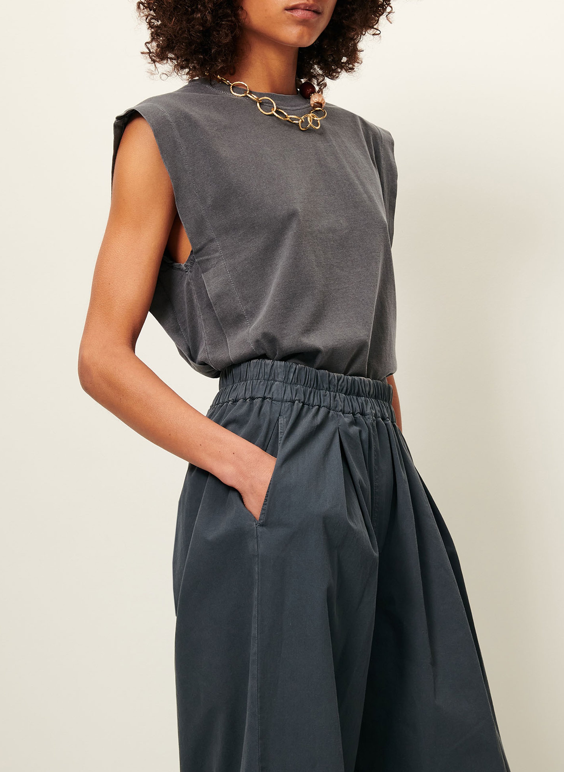 Tee-shirt col rond droit en coton bio orlando SESSUN Gris